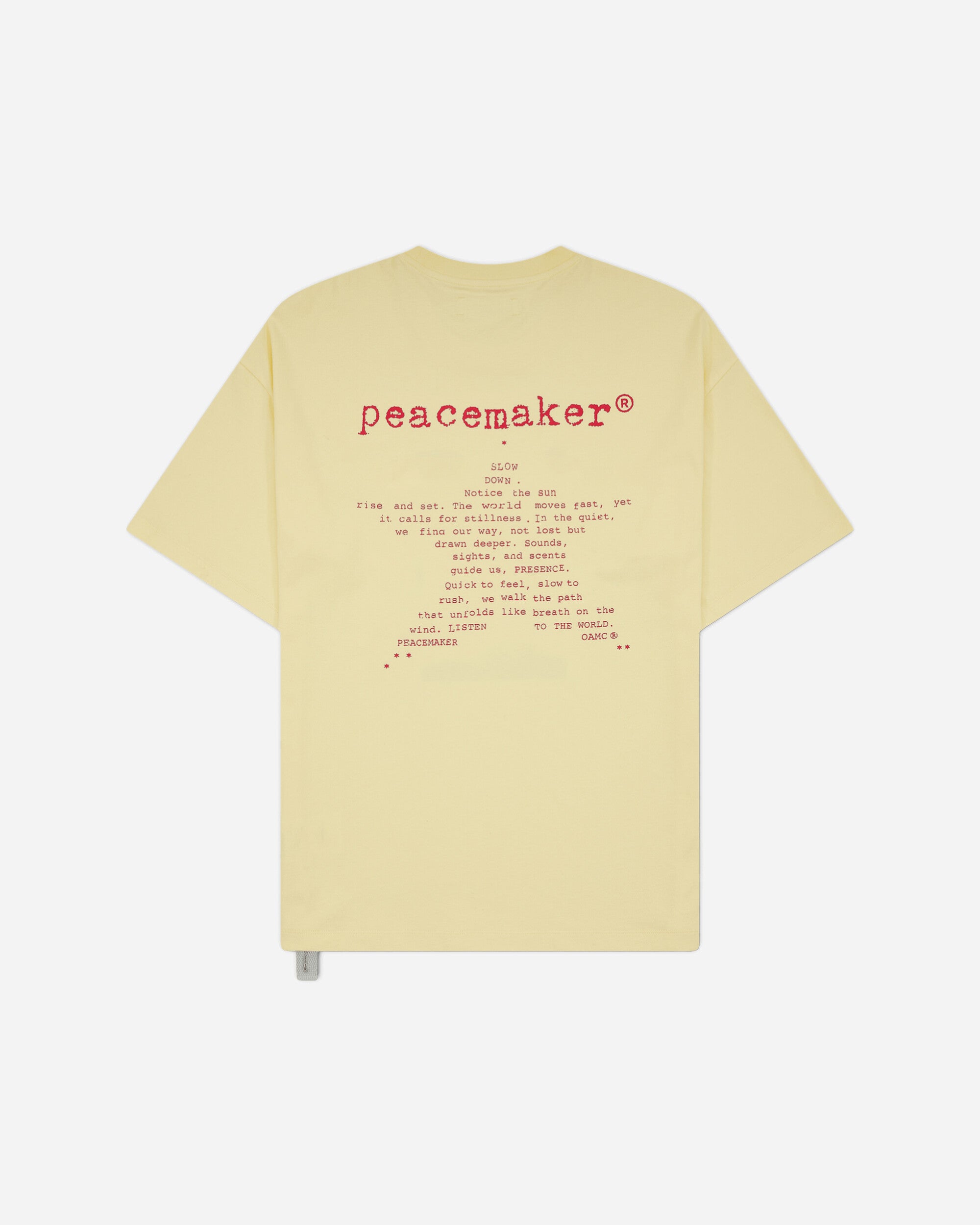 OAMC Peacemaker Loose Fit Tshirt Star  Print Light Yellow T-Shirts Top PCM2OT02LJE00214 14