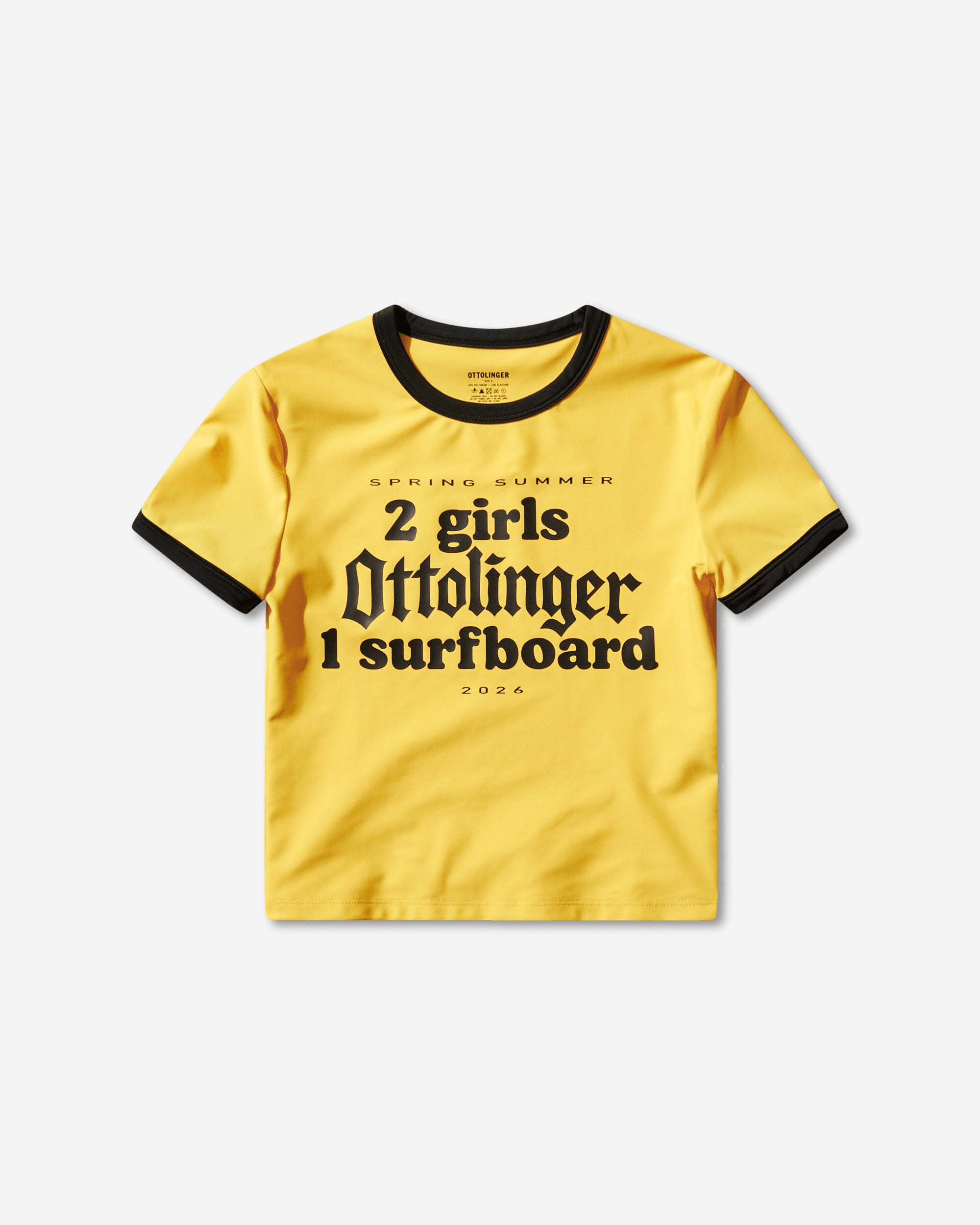 Ottolinger 2 Girls 1 Surfboard Tee Yellow Black Yellow/Black T-Shirts Shortsleeve 102-110103-02 YLWBLK
