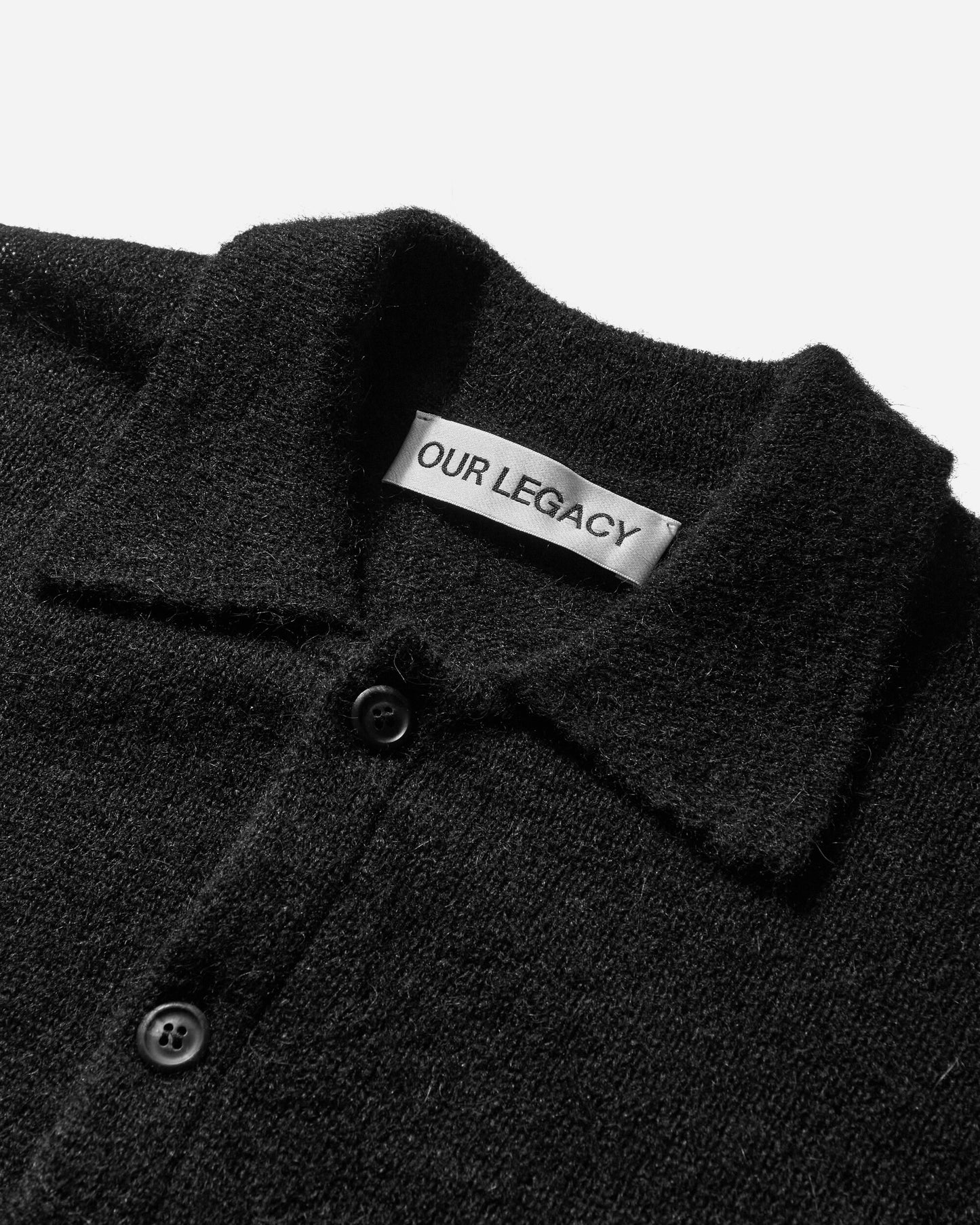 Our Legacy Evening Polo Black Fuzzy Alpaca Knitwears Cardigans M4213ECFSE 001
