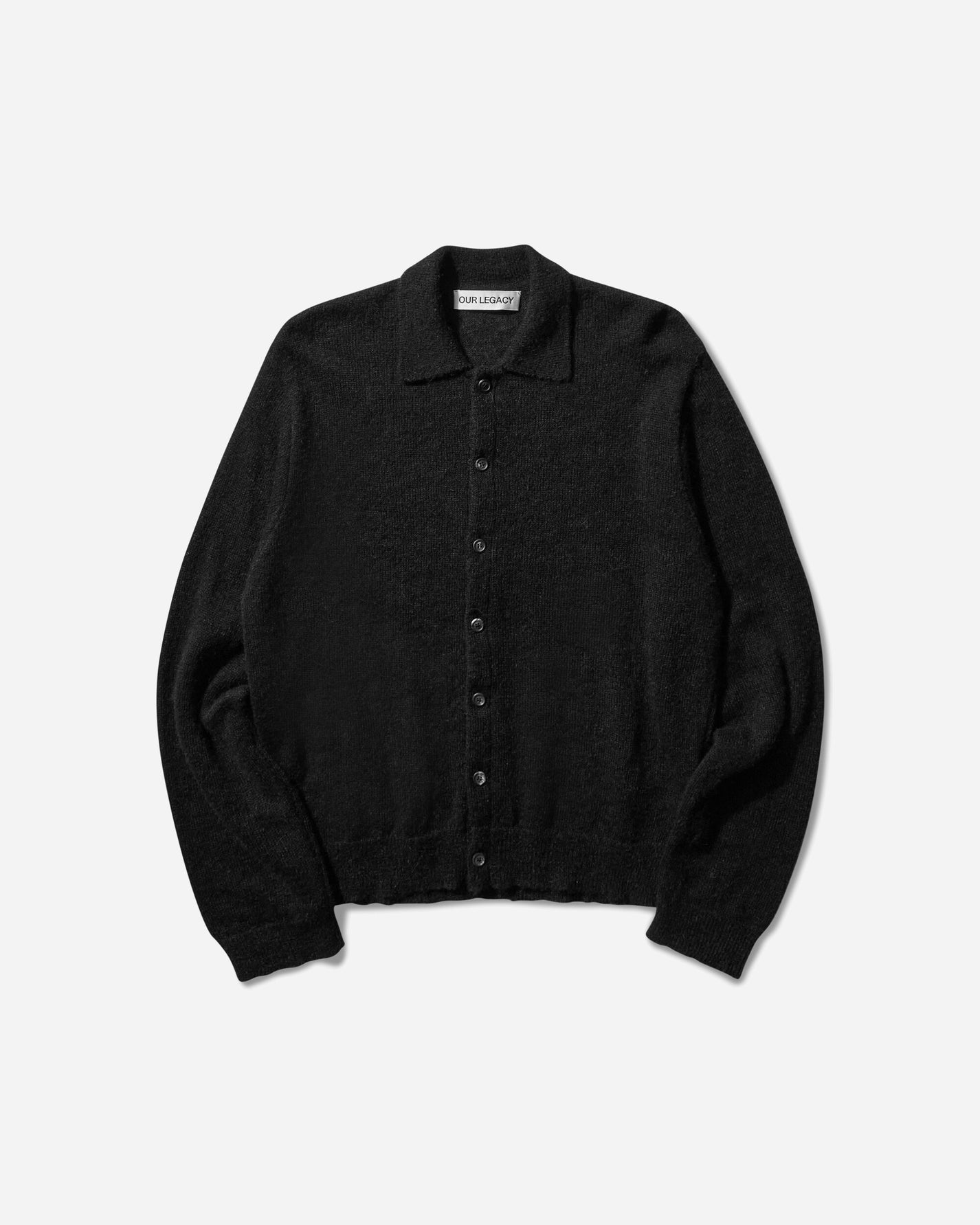 Our Legacy Evening Polo Black Fuzzy Alpaca Knitwears Cardigans M4213ECFSE 001