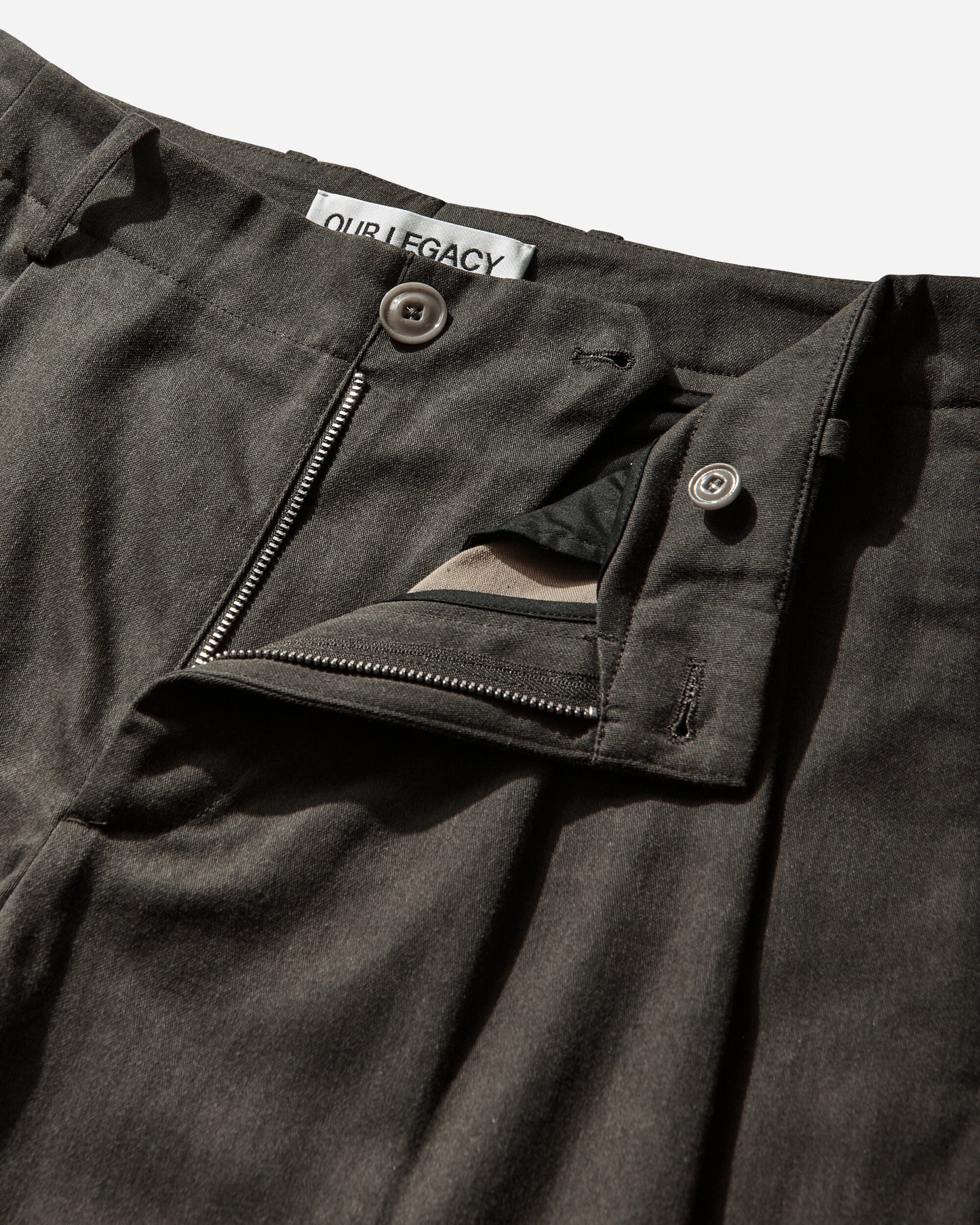 Our Legacy Bridge Chino Antique Mudd Coated Sateen Pants Chinos M2264BAM 001