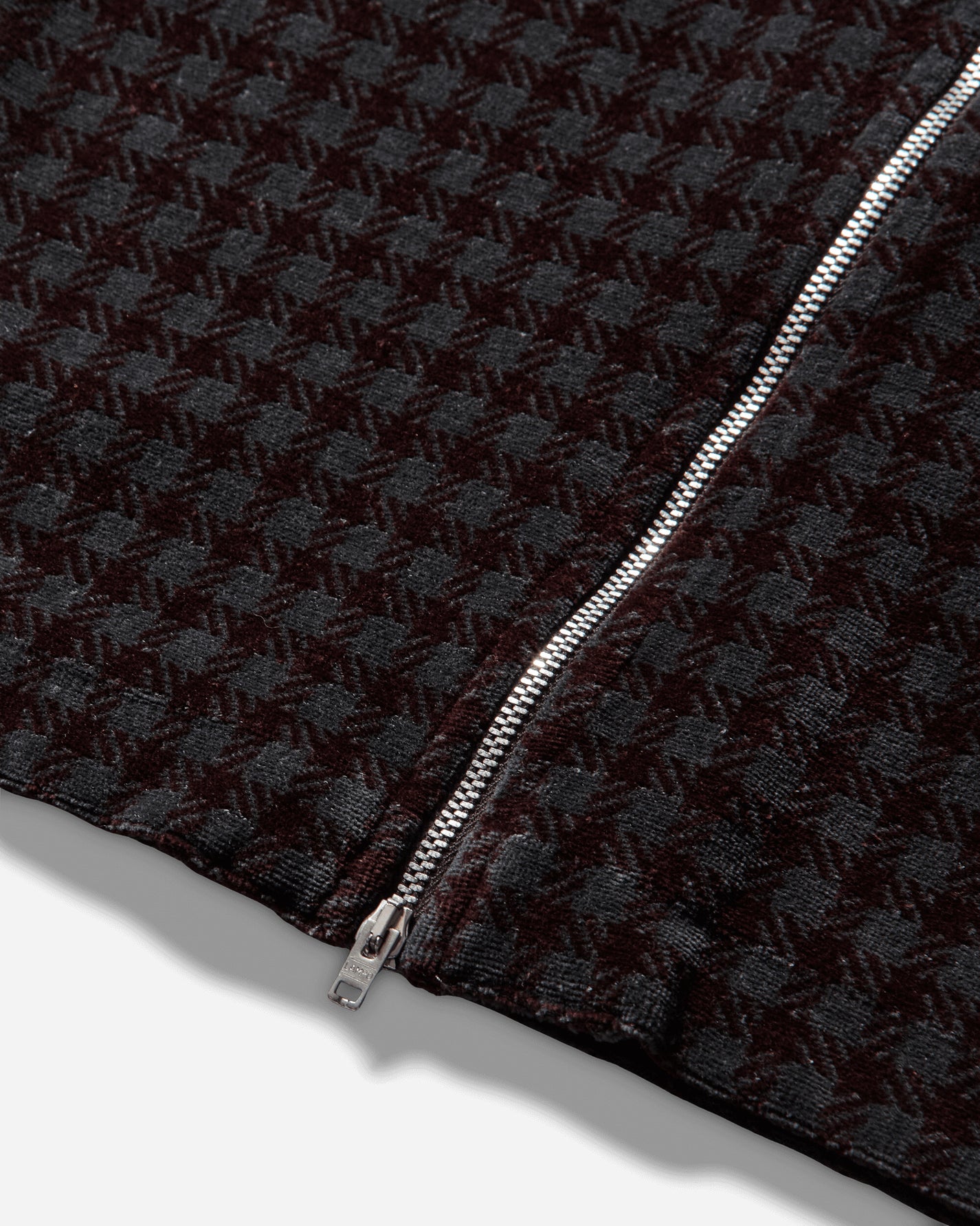 Our Legacy Wmns Slim Zip Longsleeve Merlot Houndini Check Velour Sweatshirts Track Tops W2266SMH 001