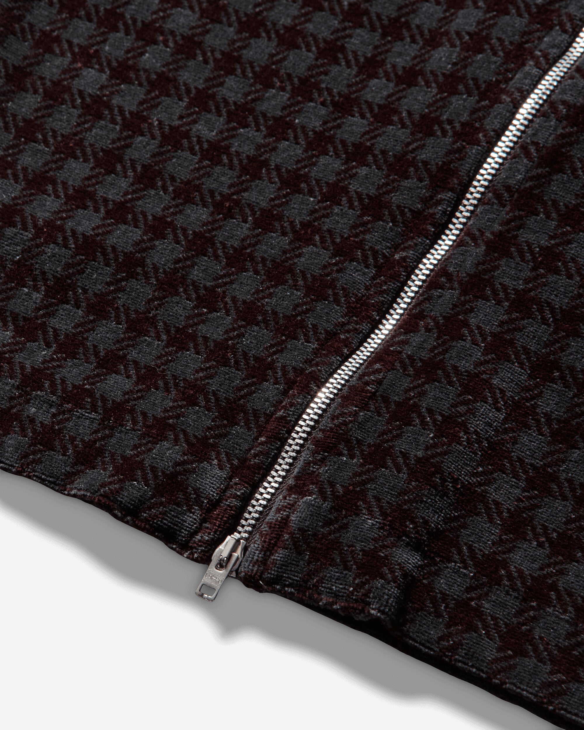 Our Legacy Wmns Slim Zip Longsleeve Merlot Houndini Check Velour Sweatshirts Track Tops W2266SMH 001