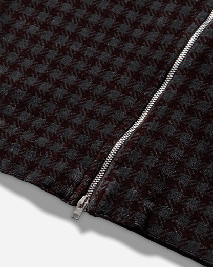 Our Legacy Wmns Slim Zip Longsleeve Merlot Houndini Check Velour Sweatshirts Track Tops W2266SMH 001