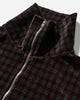 Our Legacy Wmns Slim Zip Longsleeve Merlot Houndini Check Velour Sweatshirts Track Tops W2266SMH 001