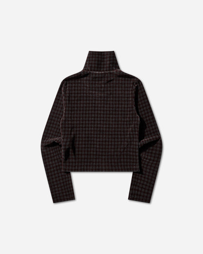 Our Legacy Wmns Slim Zip Longsleeve Merlot Houndini Check Velour Sweatshirts Track Tops W2266SMH 001