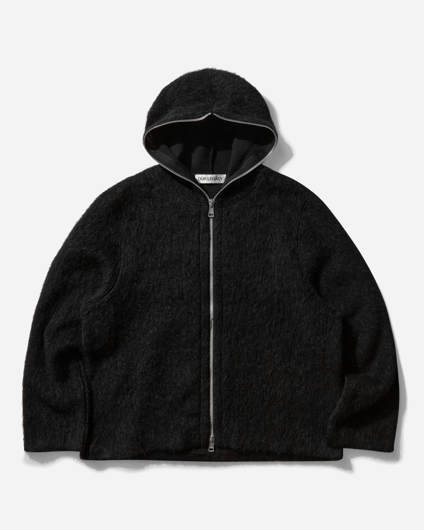 Our Legacy Full Zip Hood Black Hairy Wool Sweatshirts Zip-Ups M4243FBH 001