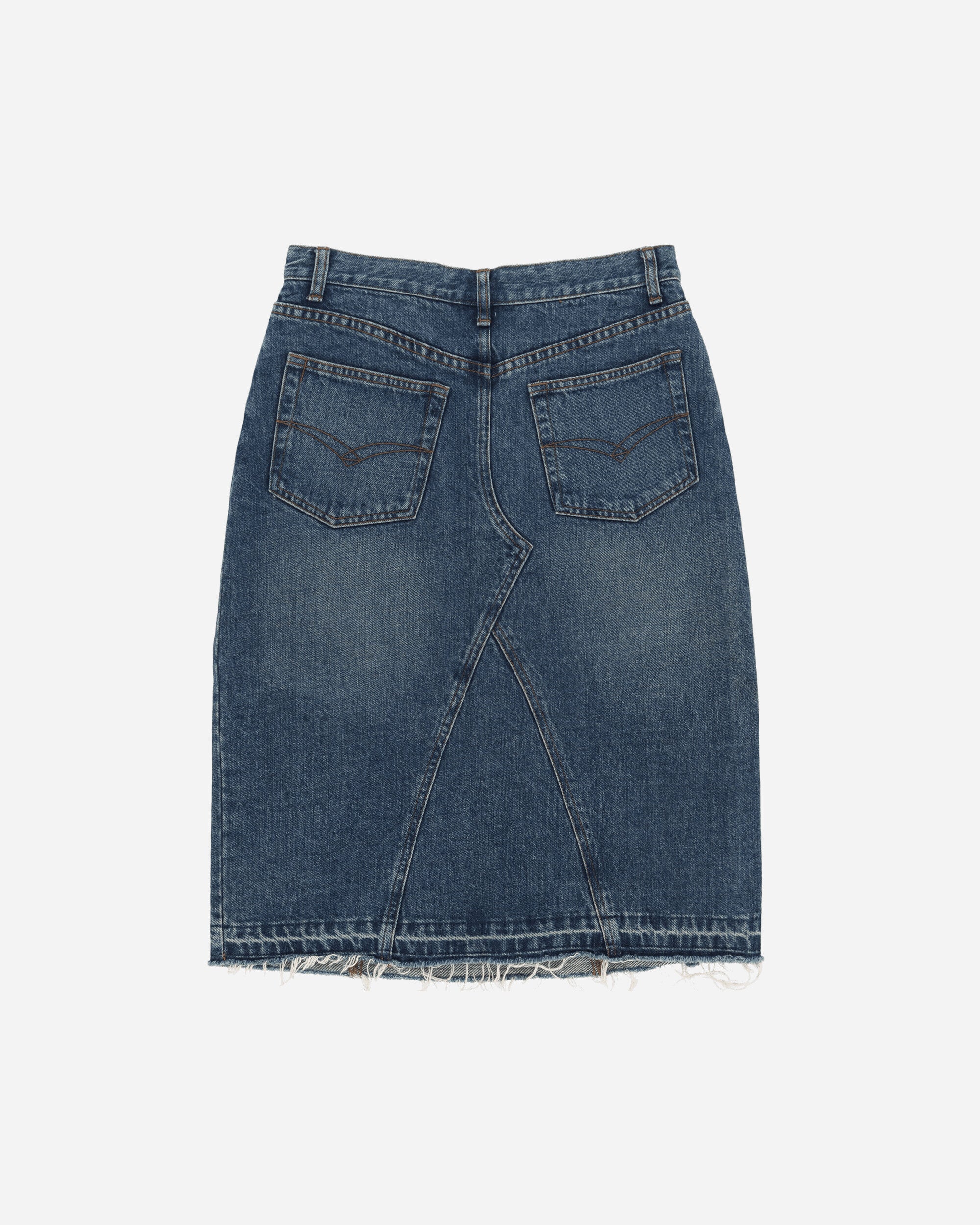 Pezze Vintage Wmns Fishbone Denim Skirt Blue Skirts Midi 077243 1