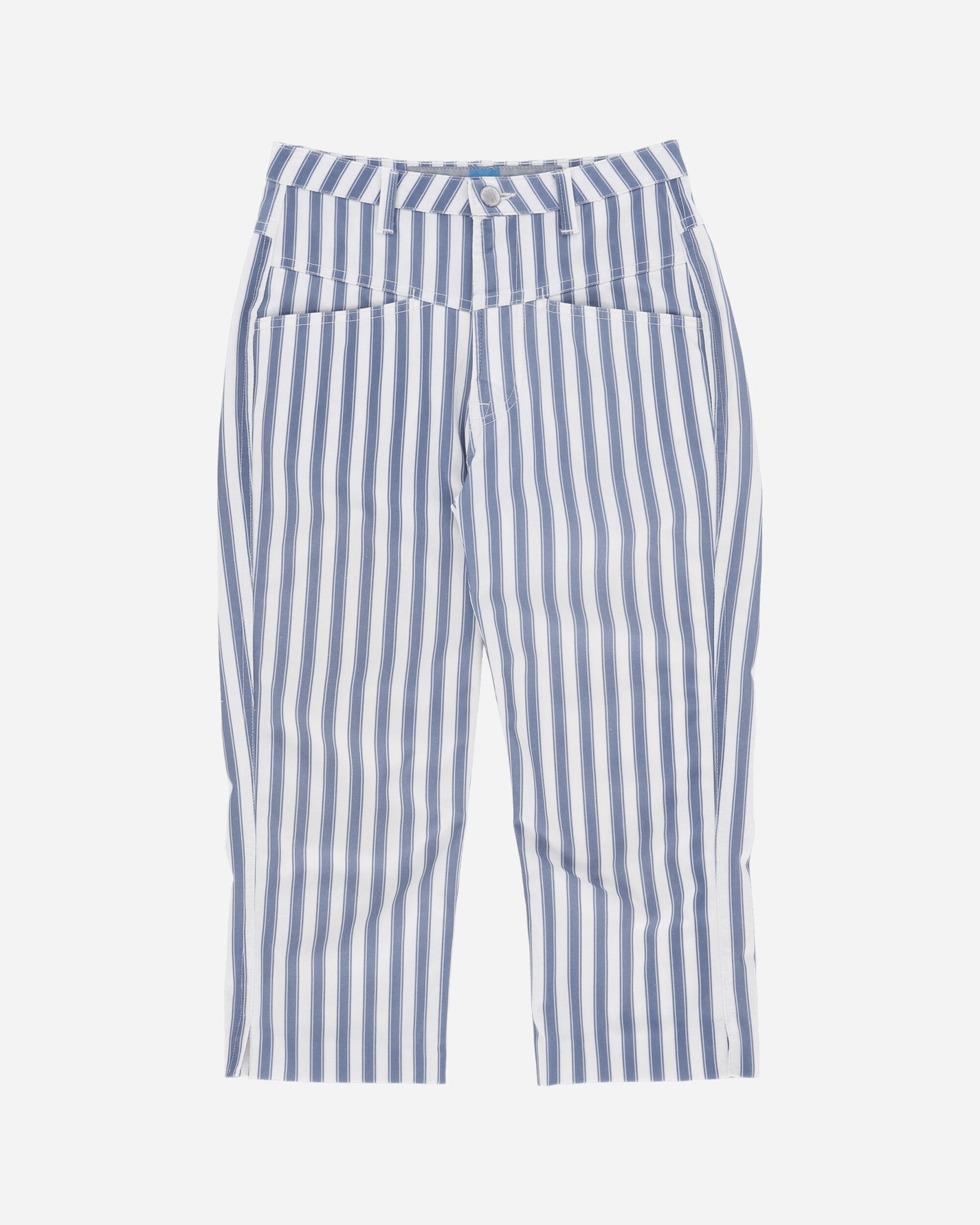 Pezze Vintage Wmns Marithé François Girbaud Striped Capri Trousers Blue Shorts Short 0772419 1