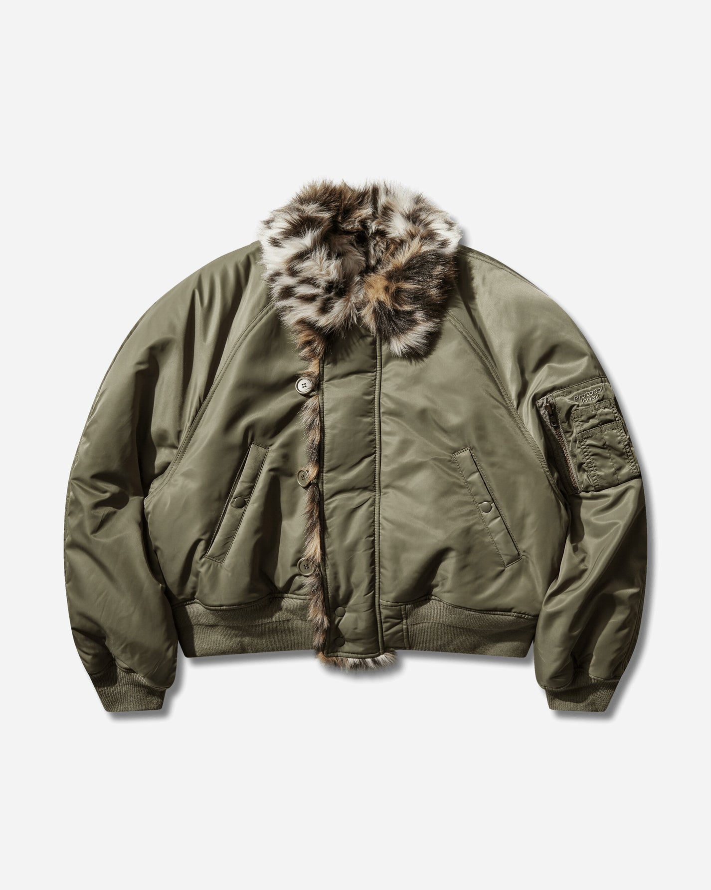 Protocol Index Exaggerated Shoulder Fur N2B Olive Coats and Jackets Bomber Jackets PI26SSMO01 OLIVE