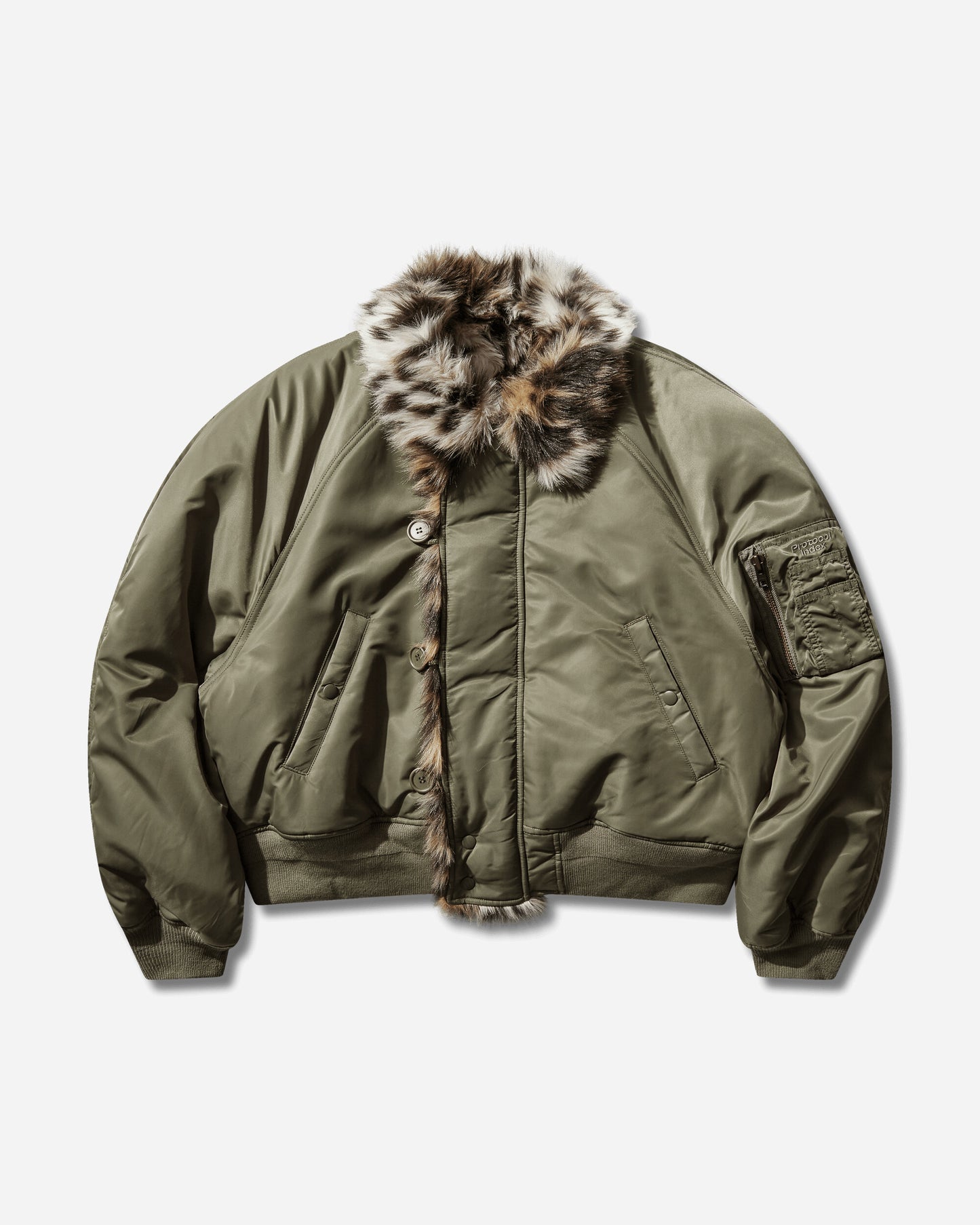 Protocol Index Exaggerated Shoulder Fur N2B Olive Coats and Jackets Bomber Jackets PI26SSMO01 OLIVE