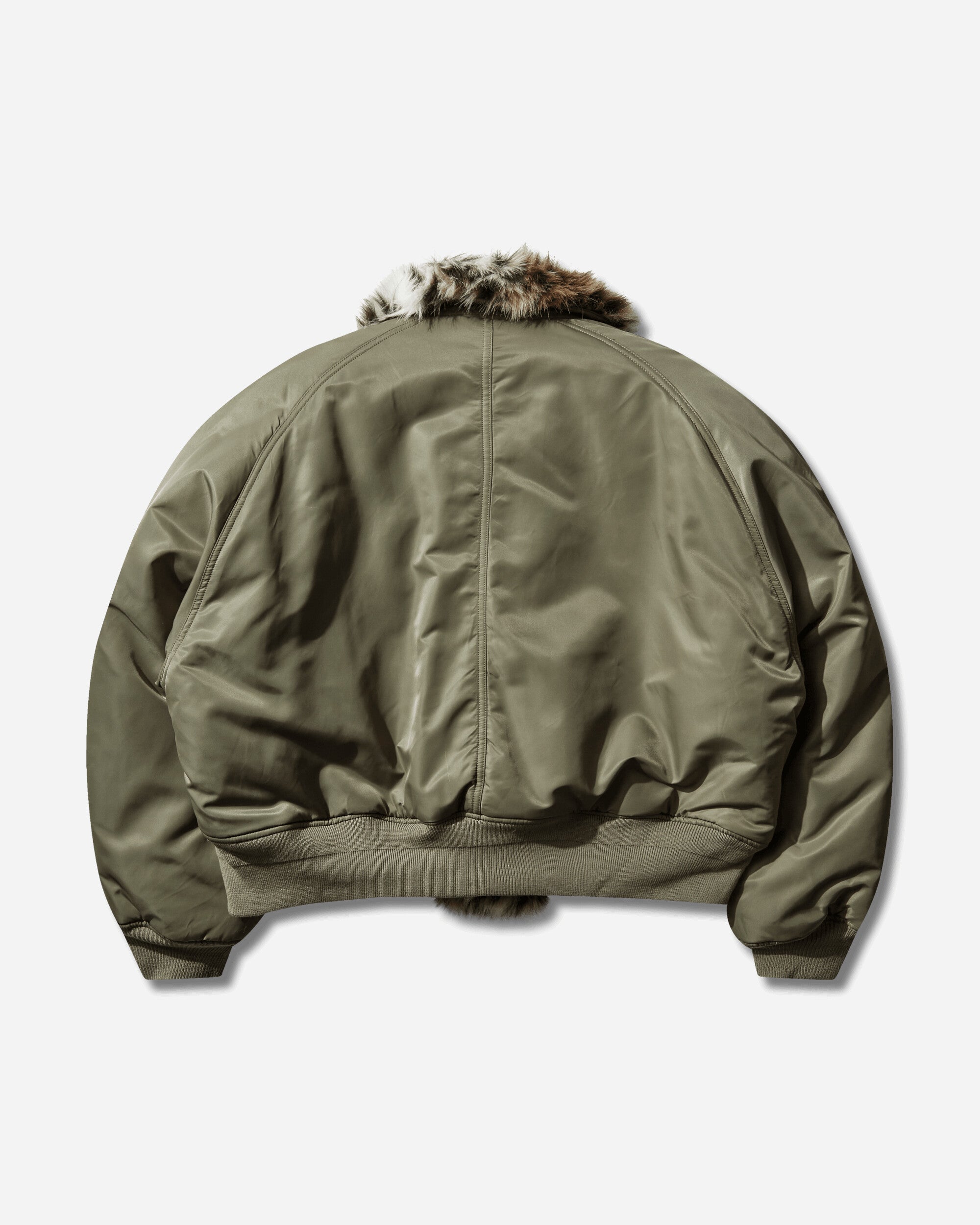 Protocol Index Exaggerated Shoulder Fur N2B Olive Coats and Jackets Bomber Jackets PI26SSMO01 OLIVE