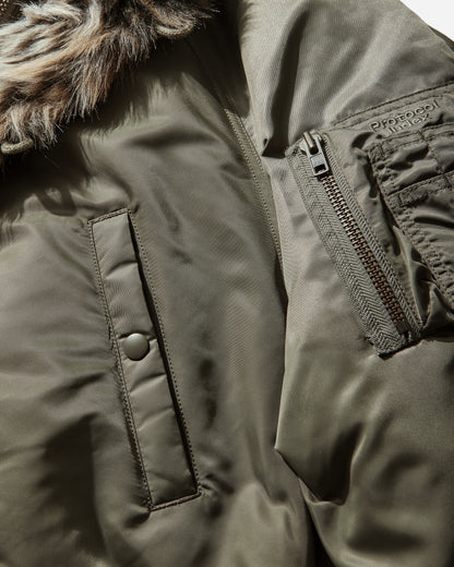 Protocol Index Exaggerated Shoulder Fur N2B Olive Coats and Jackets Bomber Jackets PI26SSMO01 OLIVE