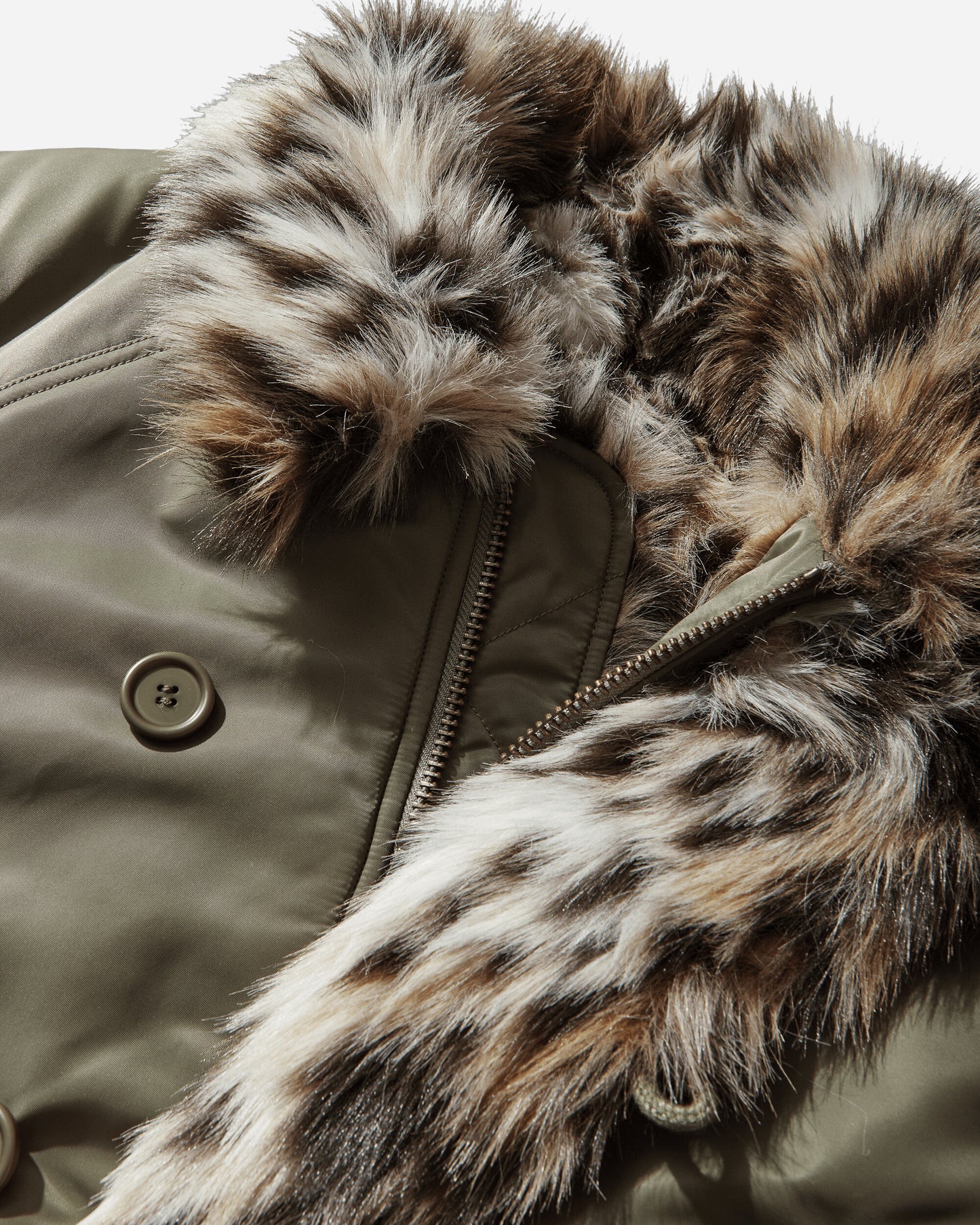 Protocol Index Exaggerated Shoulder Fur N2B Olive Coats and Jackets Bomber Jackets PI26SSMO01 OLIVE