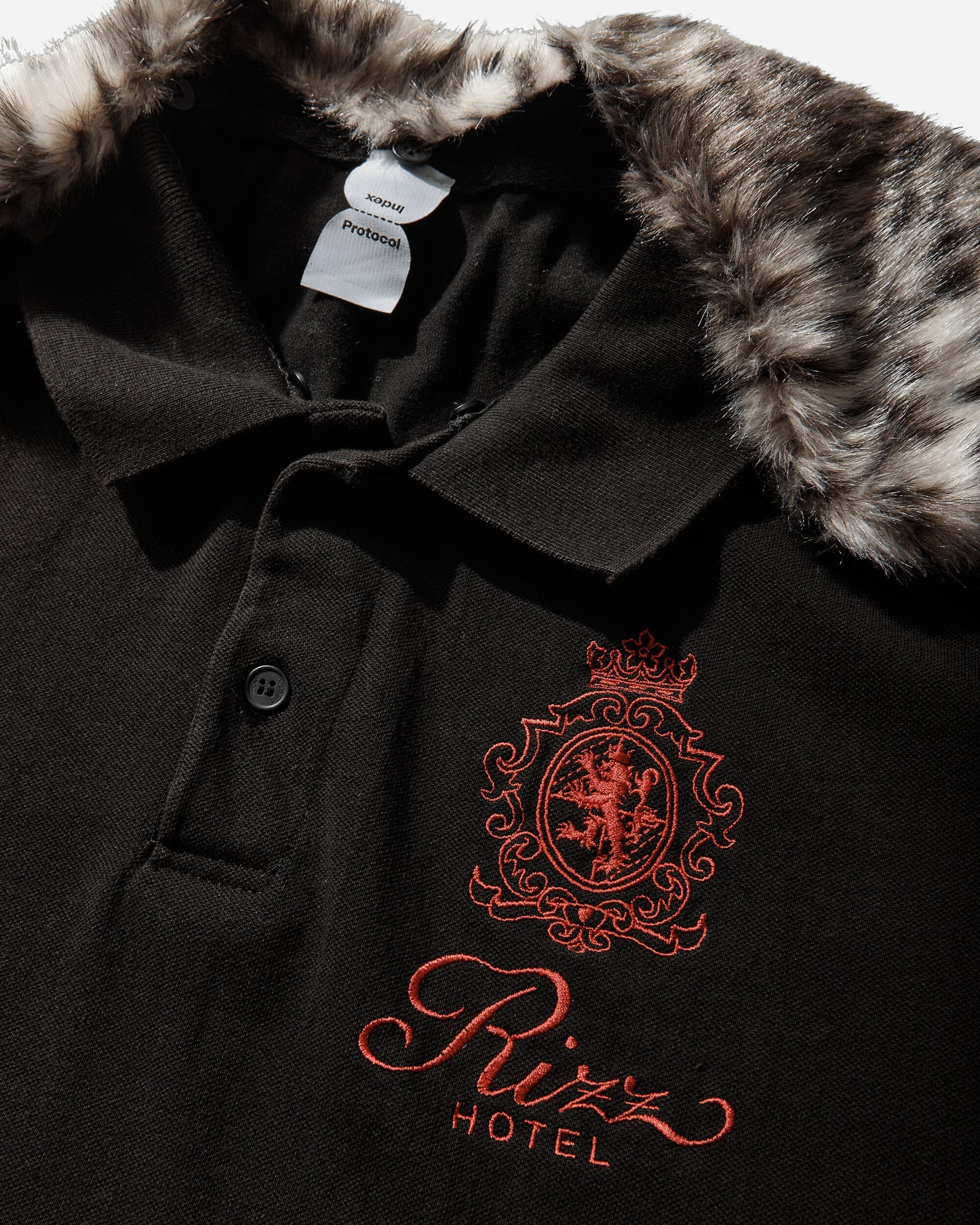 Protocol Index Fur Collar Layered Polo T Shirts Black T-Shirts Polo PI26SSMT01 BLACK