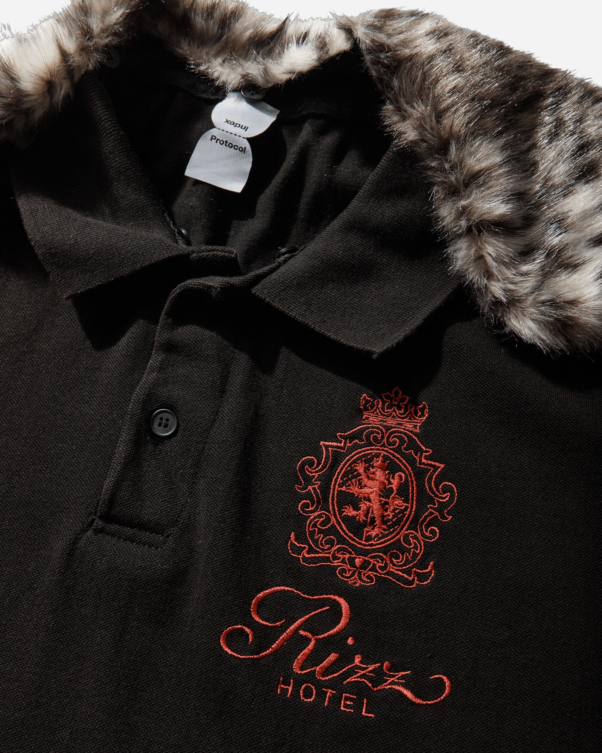 Protocol Index Fur Collar Layered Polo T Shirts Black T-Shirts Polo PI26SSMT01 BLACK