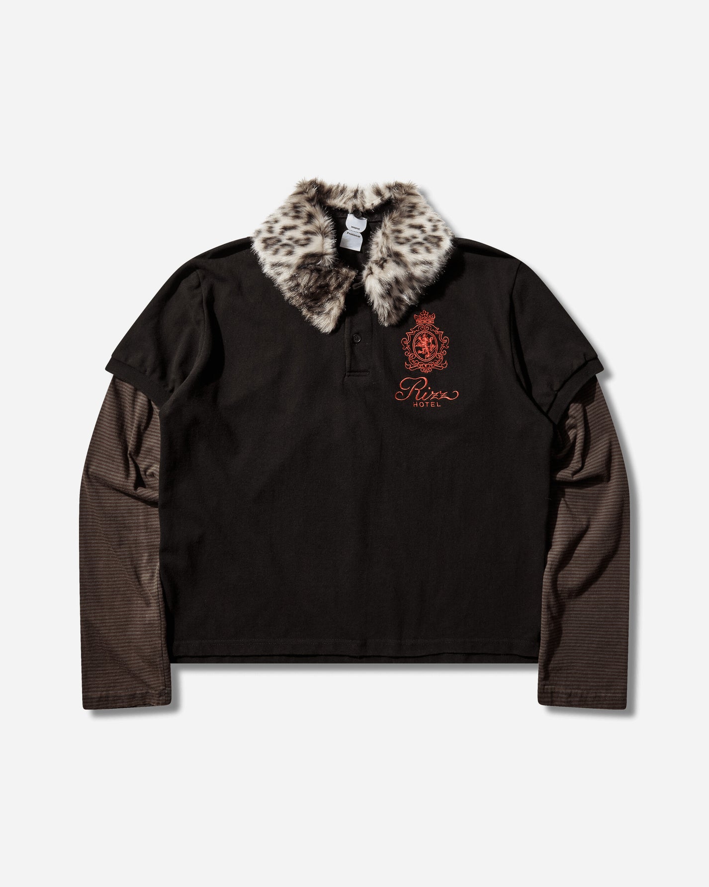 Protocol Index Fur Collar Layered Polo T Shirts Black T-Shirts Polo PI26SSMT01 BLACK