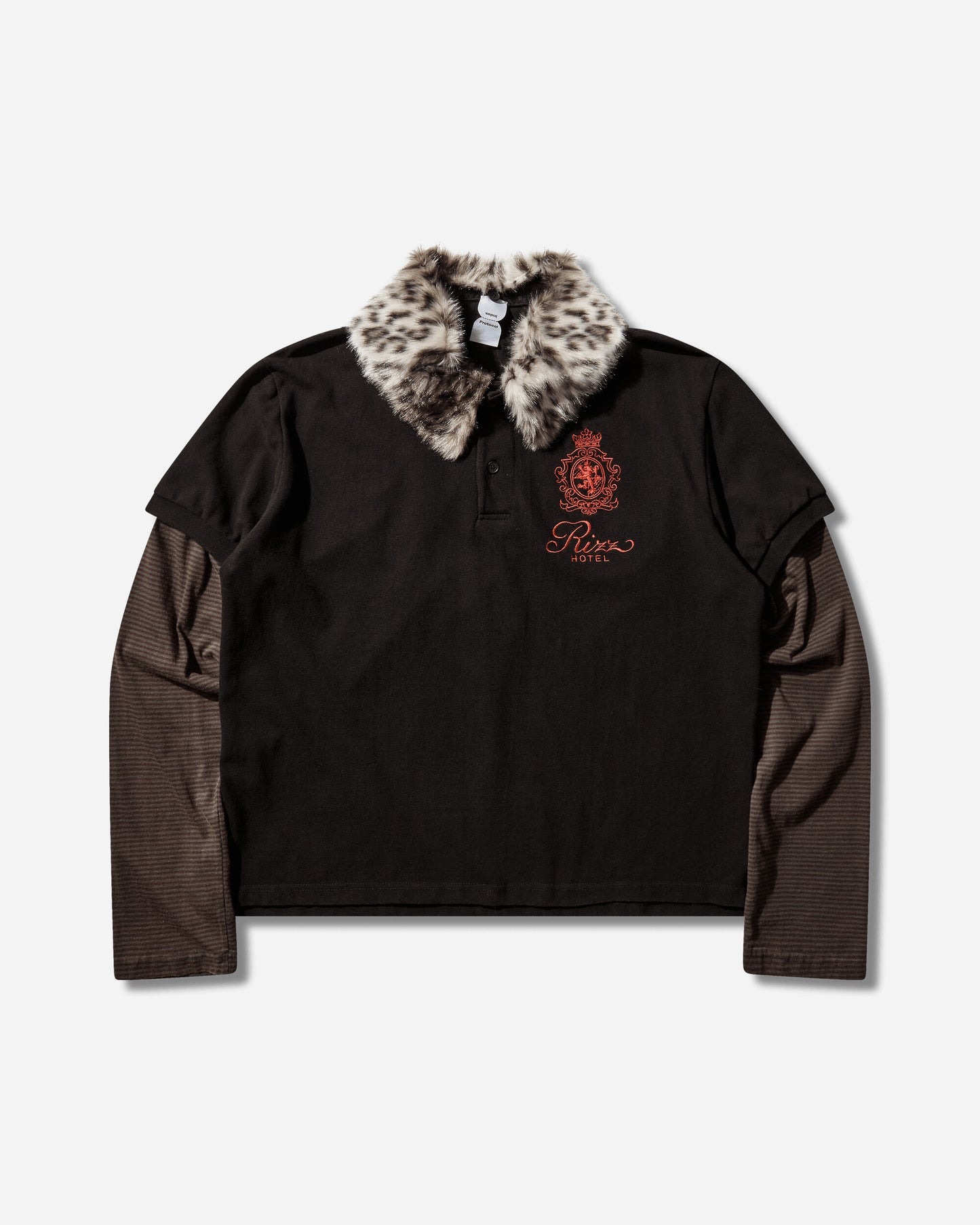 Protocol Index Fur Collar Layered Polo T Shirts Black T-Shirts Polo PI26SSMT01 BLACK