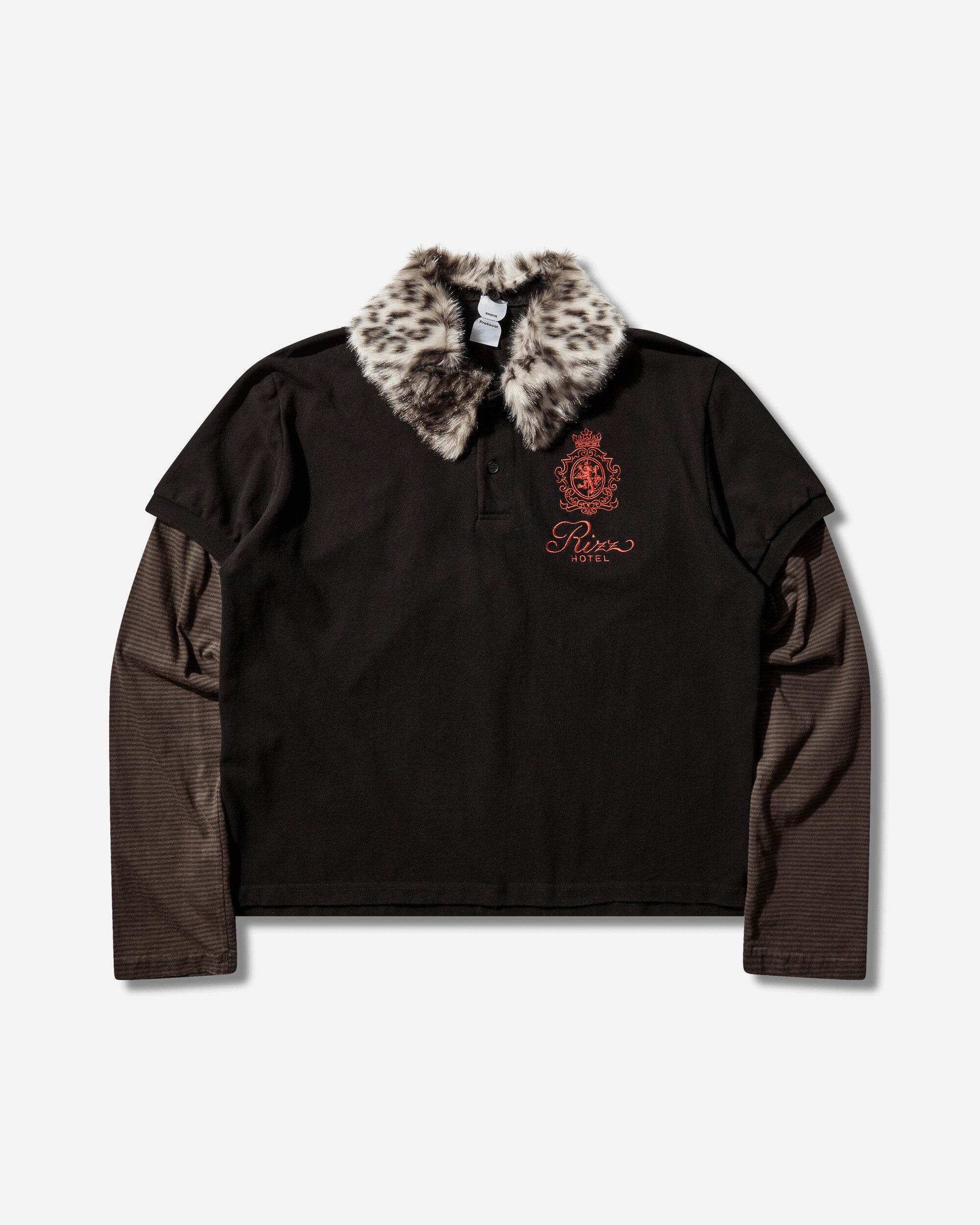 Protocol Index Fur Collar Layered Polo T Shirts Black T-Shirts Polo PI26SSMT01 BLACK