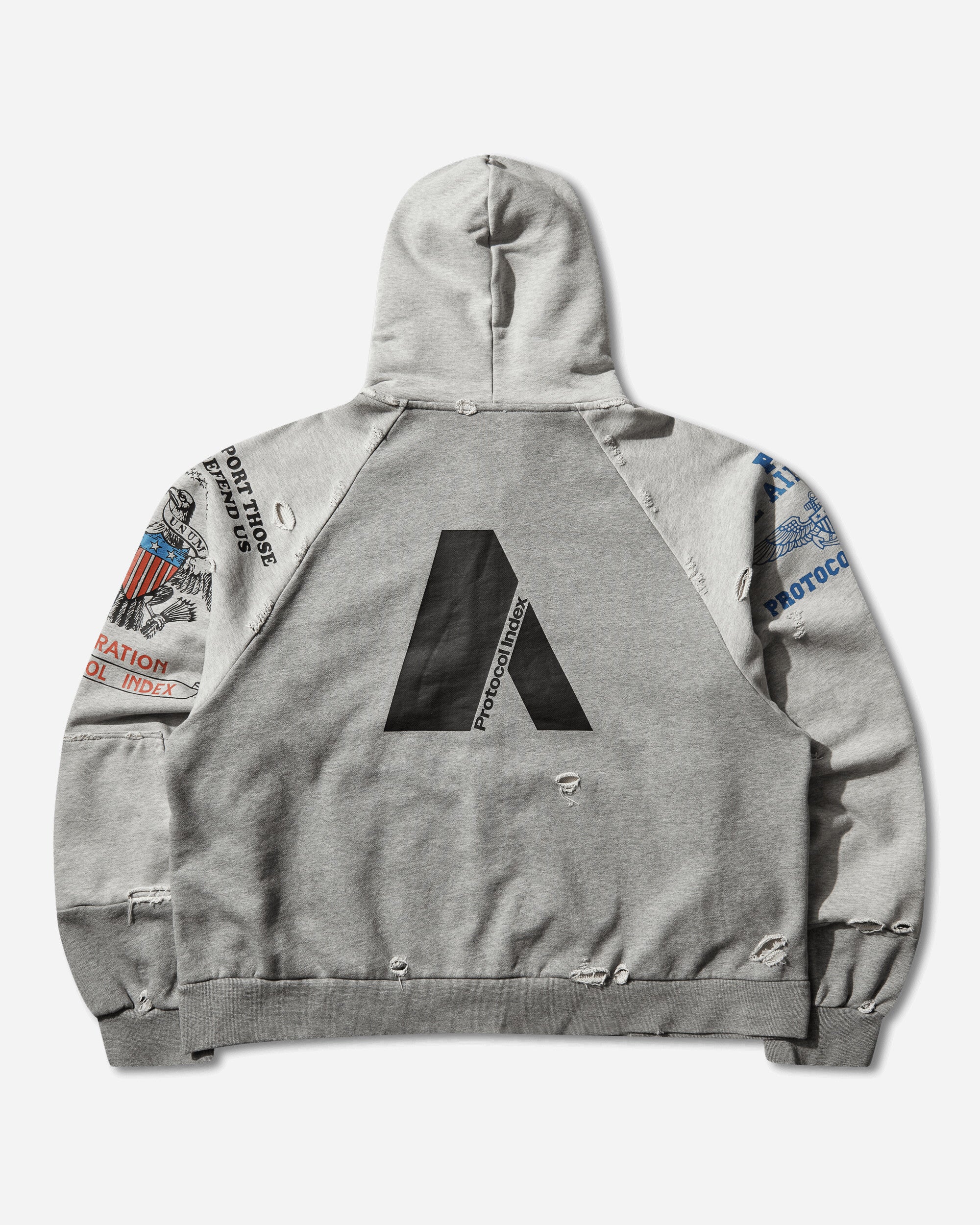 Protocol Index Reconstructed Zip Hoodie Melange Grey Sweatshirts Zip-Ups PI26SSMH05 GREY