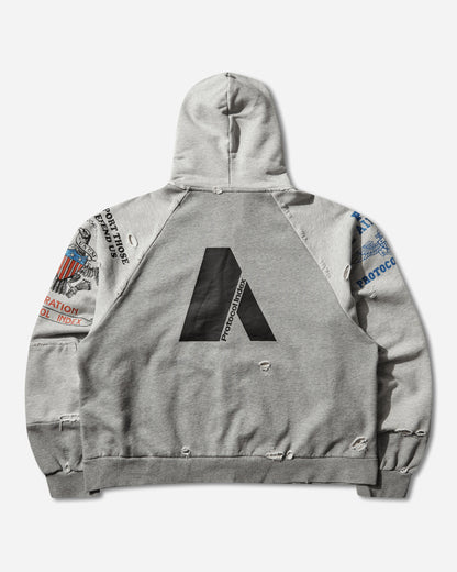 Protocol Index Reconstructed Zip Hoodie Melange Grey Sweatshirts Zip-Ups PI26SSMH05 GREY