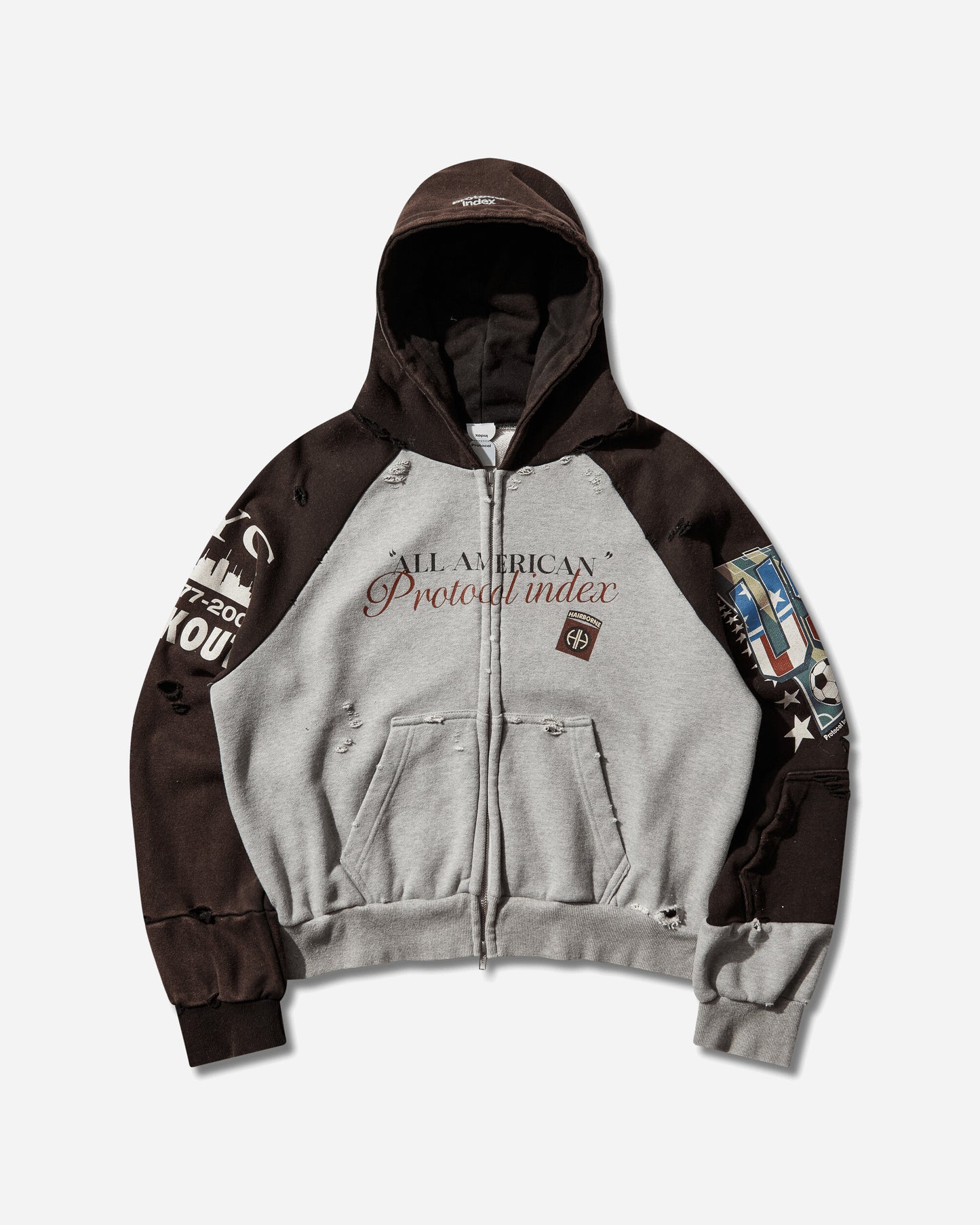 Protocol Index Tight Fit Reconstructed Zip Hoodie Black/Melange Grey Sweatshirts Zip-Ups PI26SSMH06 BLACK