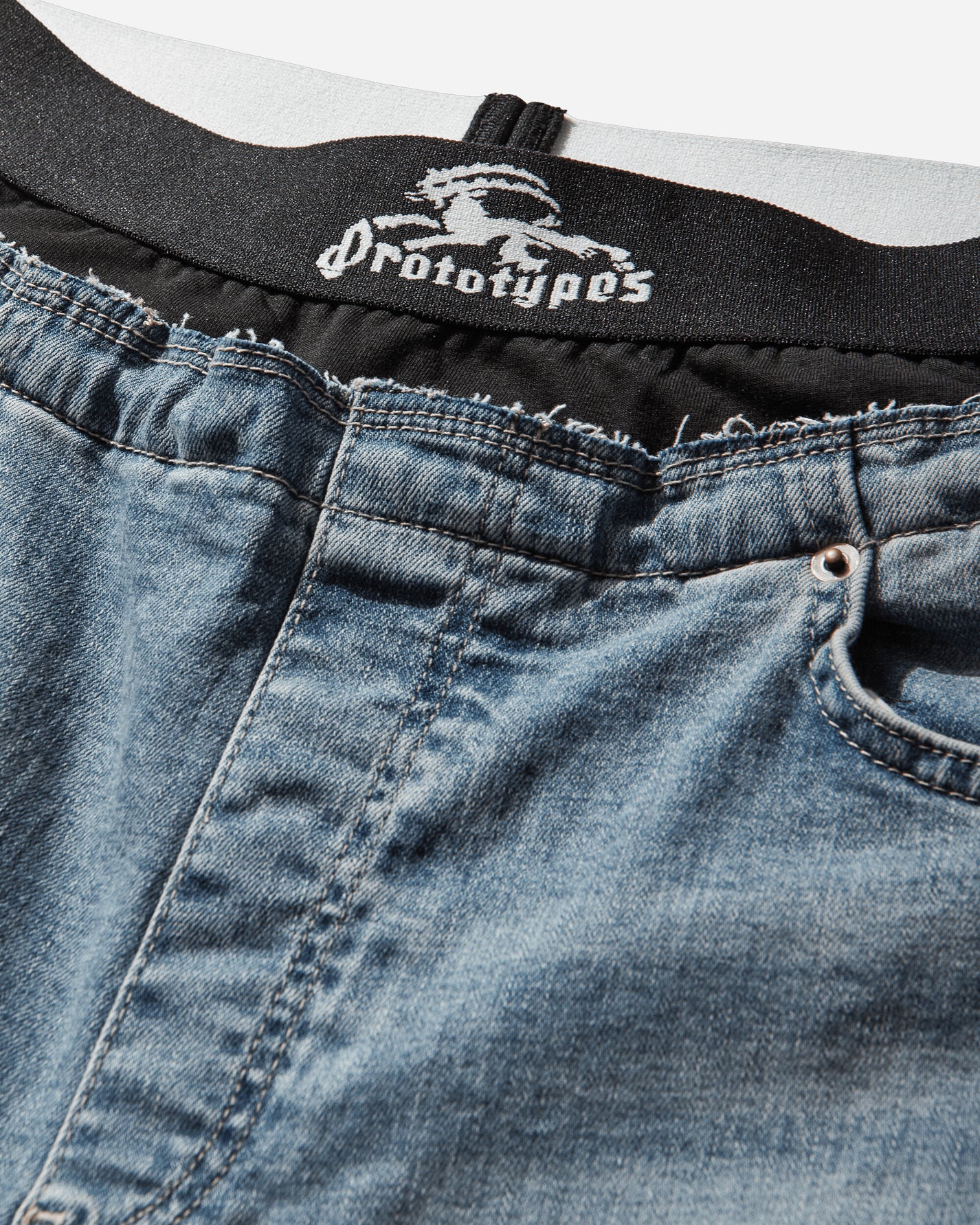 Prototypes Waistband Denim Jeans Loose Fit Blue Pants Denim PT09DE05USBL BLUE