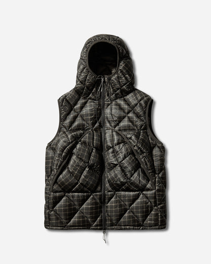 ROA Nuna 600 Fill Power Printed Check Hooded Down Vest Anthracite Coats and Jackets Down Jackets YBMW030FA27 ANT0001