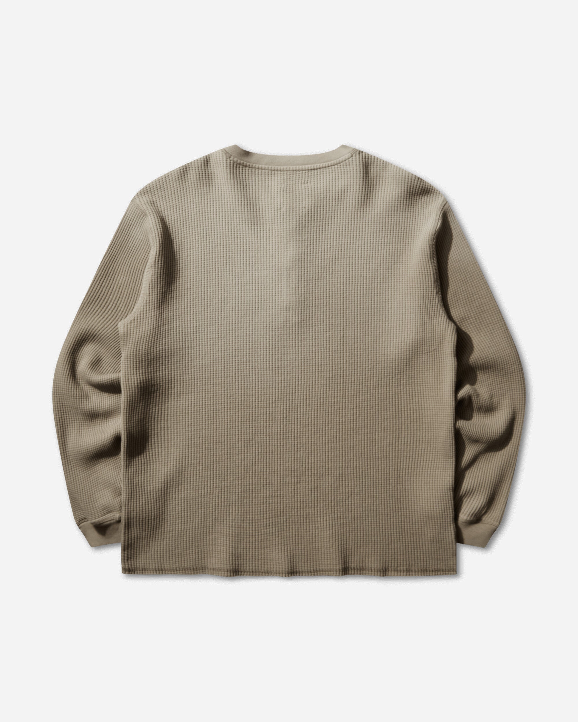 ROA Bee Sun Faded Organic Waffle Serafino Long Sleeve Grey Green Sweatshirts Hoodies YBMW035FA32 GRY0024