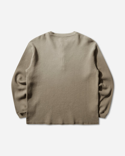 ROA Bee Sun Faded Organic Waffle Serafino Long Sleeve Grey Green Sweatshirts Hoodies YBMW035FA32 GRY0024