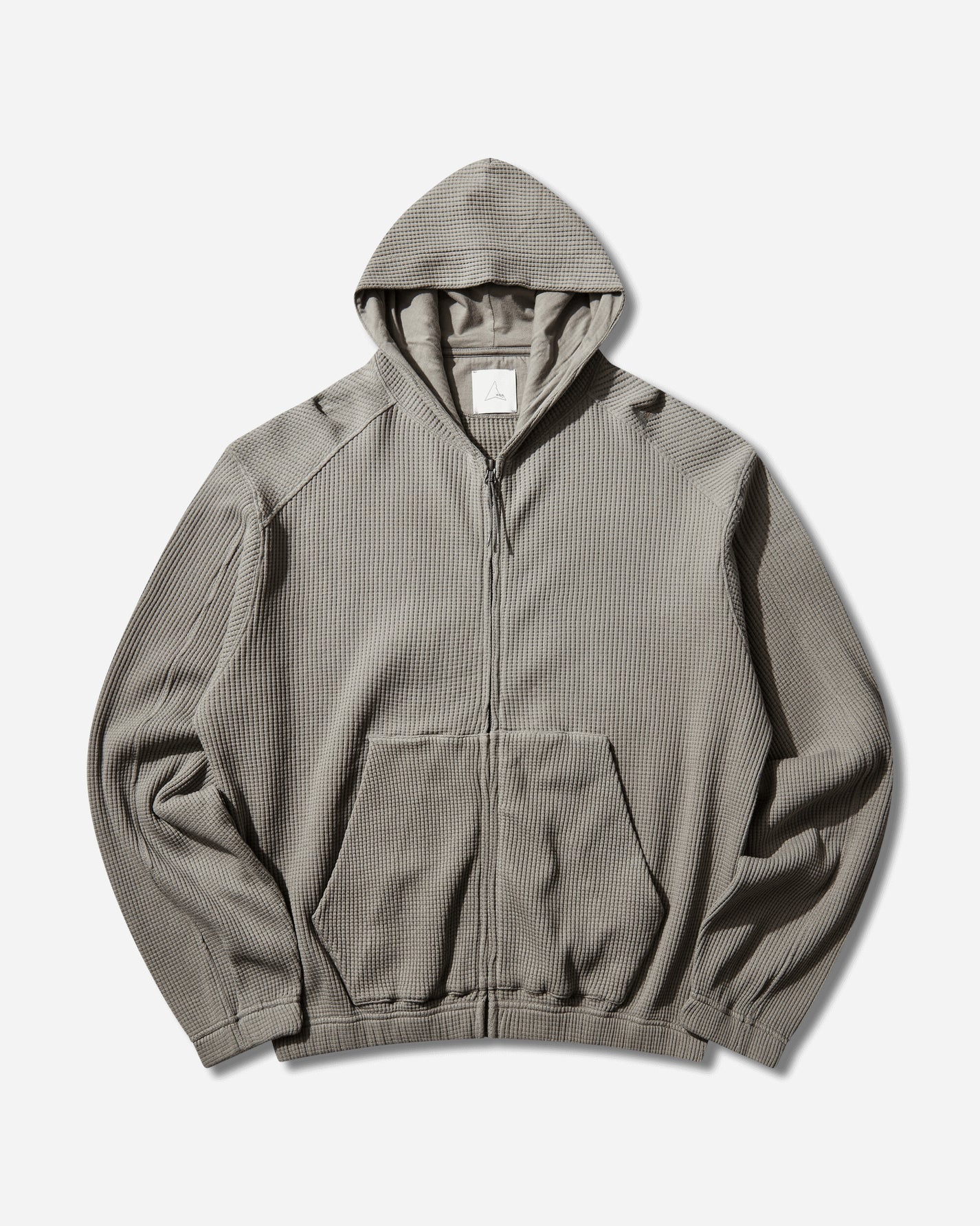 ROA Bee Sun Faded Organic Waffle Zip Up Hoodie Grey Sweatshirts Hoodies YBMW034FA31 GRY0001