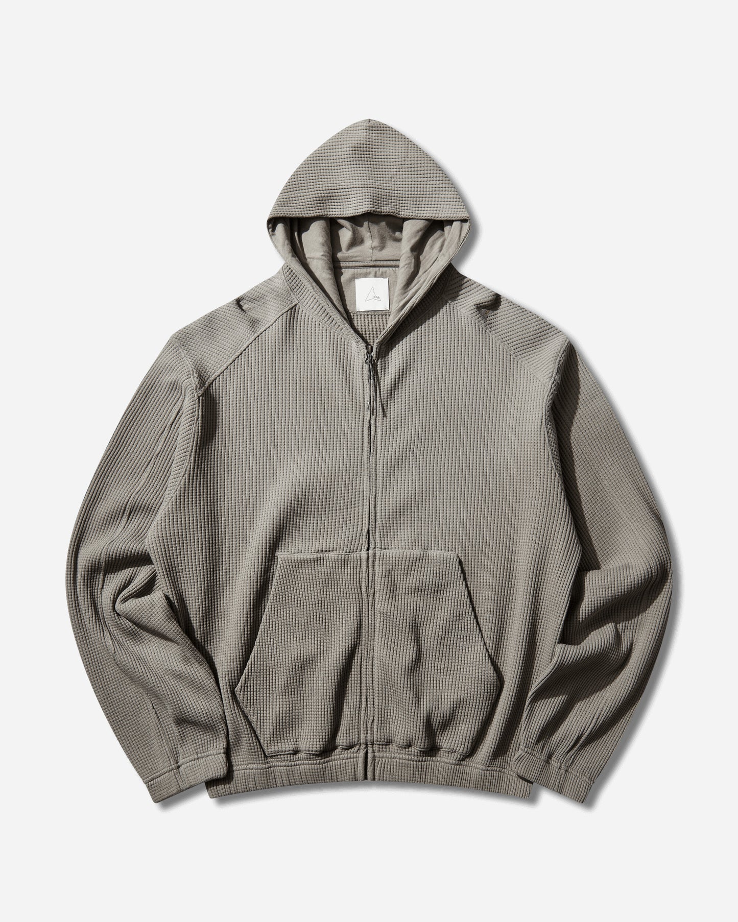 ROA Bee Sun Faded Organic Waffle Zip Up Hoodie Grey Sweatshirts Hoodies YBMW034FA31 GRY0001