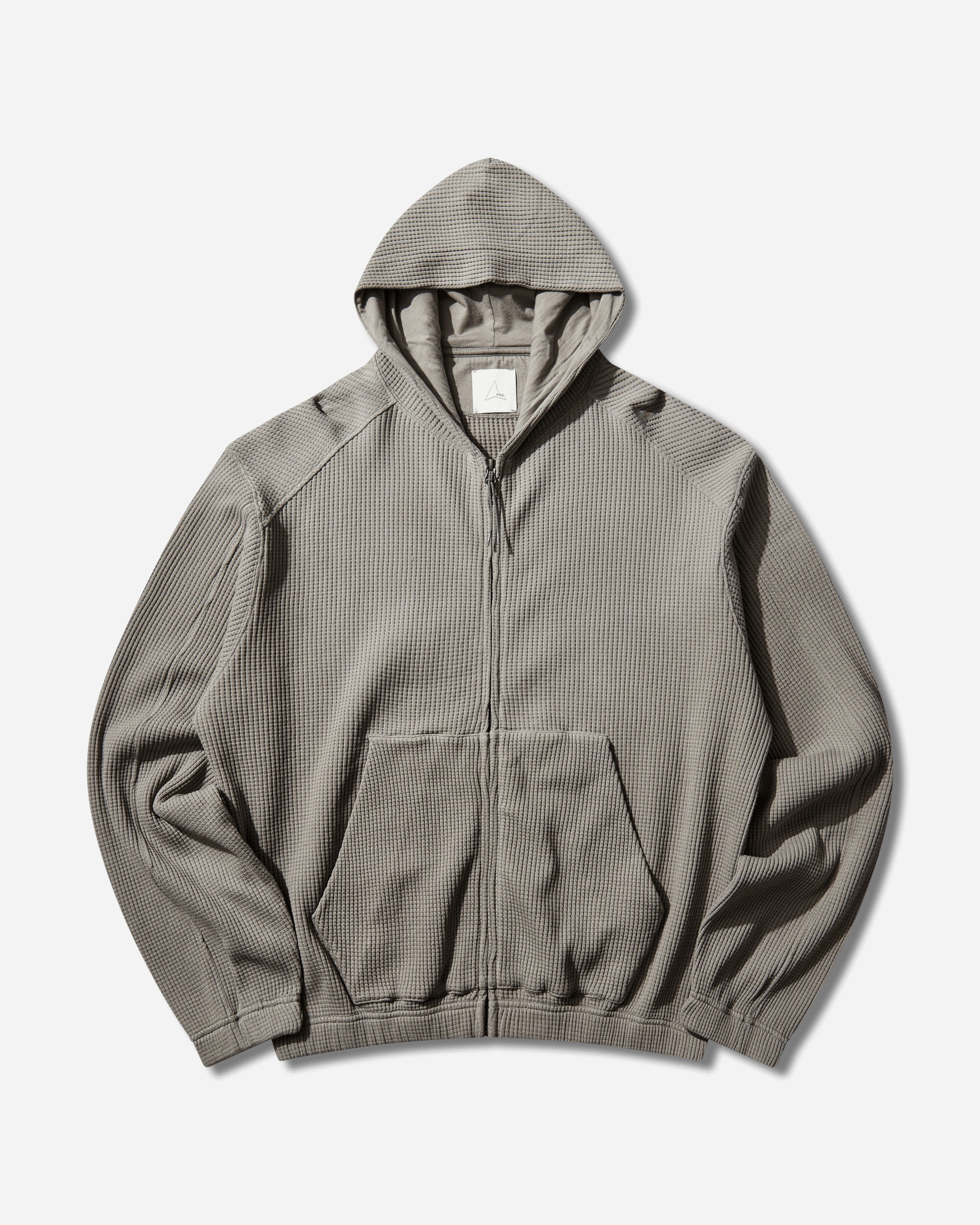 ROA Bee Sun Faded Organic Waffle Zip Up Hoodie Grey Sweatshirts Hoodies YBMW034FA31 GRY0001