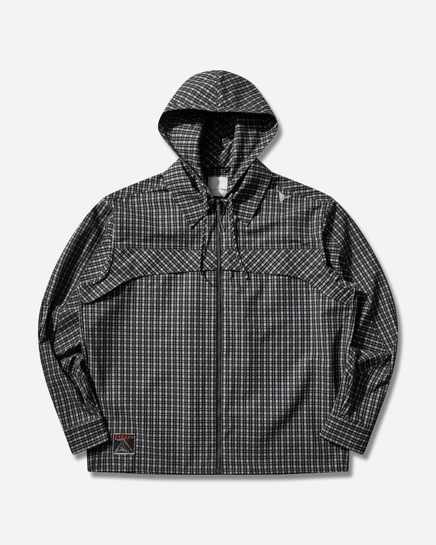 ROA Aair Floweave Printed Check Long Sleeve Hooded Shirt Anthracite Shirts Longsleeve Shirt YBMW016FA16 ANT0001