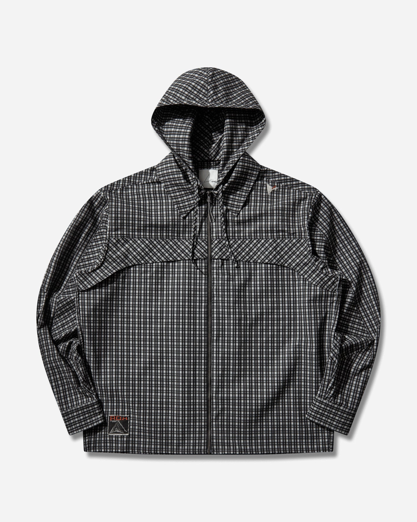 ROA Aair Floweave Printed Check Long Sleeve Hooded Shirt Anthracite Shirts Longsleeve Shirt YBMW016FA16 ANT0001