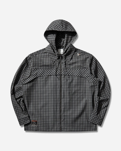 ROA Aair Floweave Printed Check Long Sleeve Hooded Shirt Anthracite Shirts Longsleeve Shirt YBMW016FA16 ANT0001