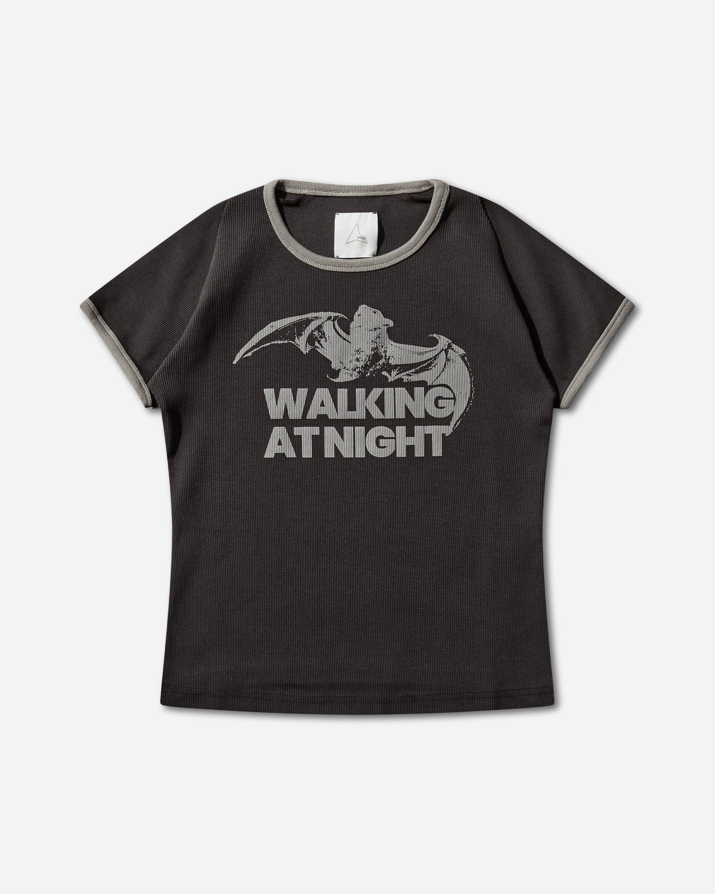 ROA Guniy Ribbed Baby Tee Washed Black T-Shirts Top YBWW017JY06 BLK0020