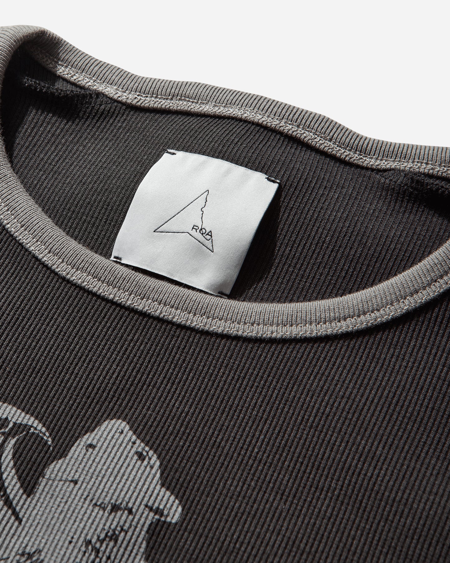 ROA Guniy Ribbed Baby Tee Washed Black T-Shirts Top YBWW017JY06 BLK0020