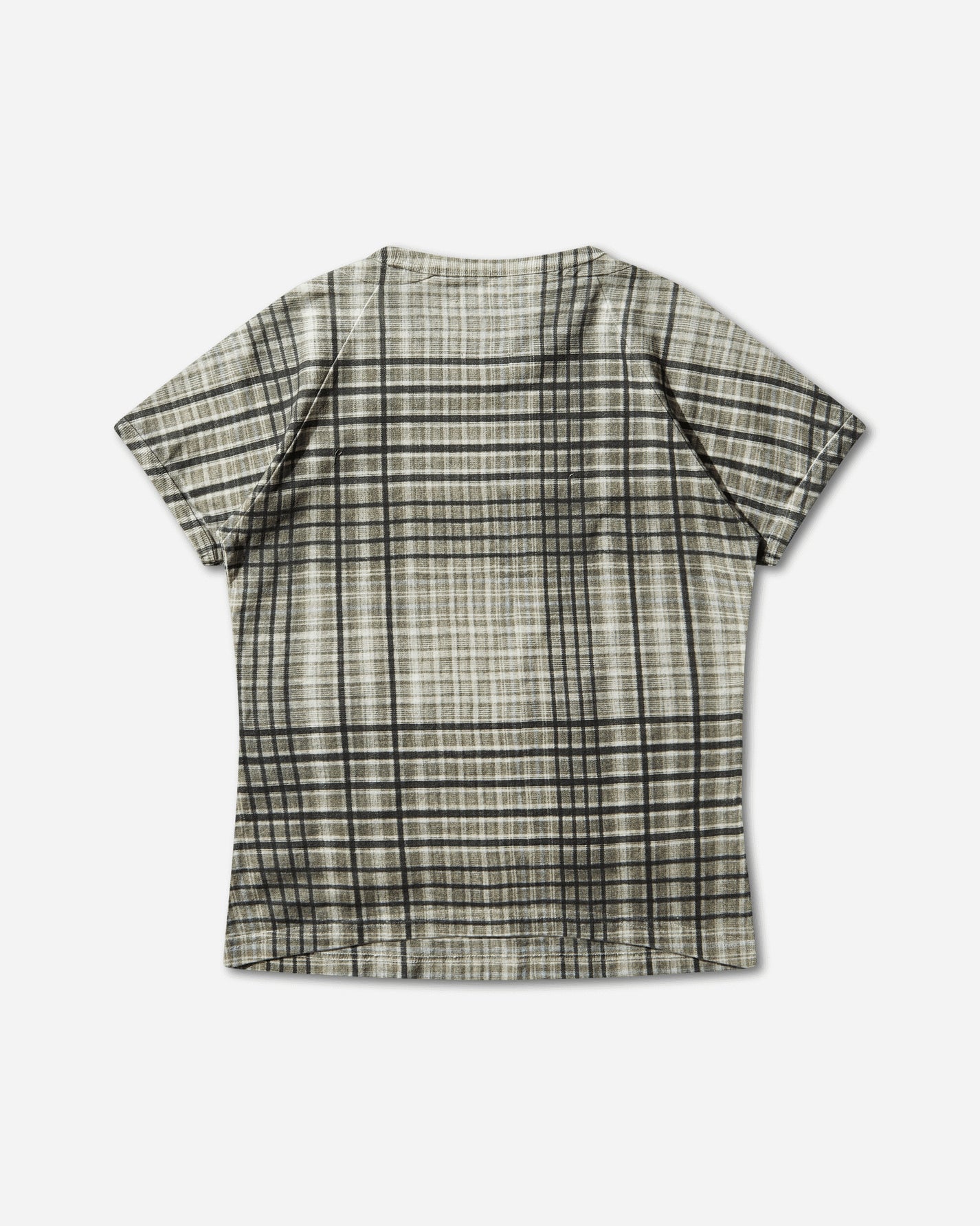 ROA Taba Printed Check Baby Tee Sage Green T-Shirts Top YBWW029JY11 GRN0002