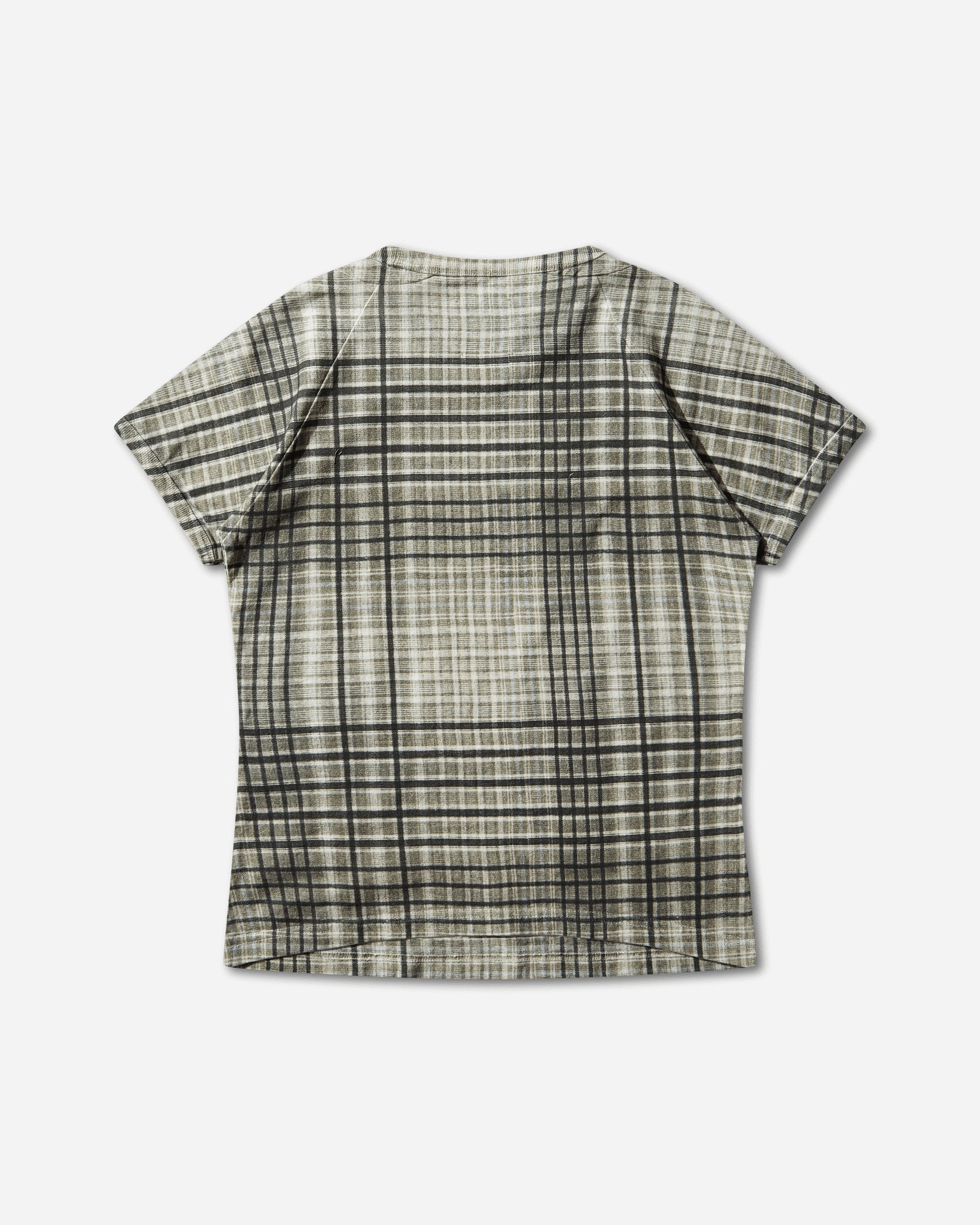 ROA Taba Printed Check Baby Tee Sage Green T-Shirts Top YBWW029JY11 GRN0002