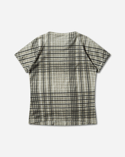 ROA Taba Printed Check Baby Tee Sage Green T-Shirts Top YBWW029JY11 GRN0002