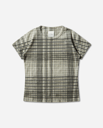 ROA Taba Printed Check Baby Tee Sage Green T-Shirts Top YBWW029JY11 GRN0002