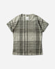 ROA Taba Printed Check Baby Tee Sage Green T-Shirts Top YBWW029JY11 GRN0002