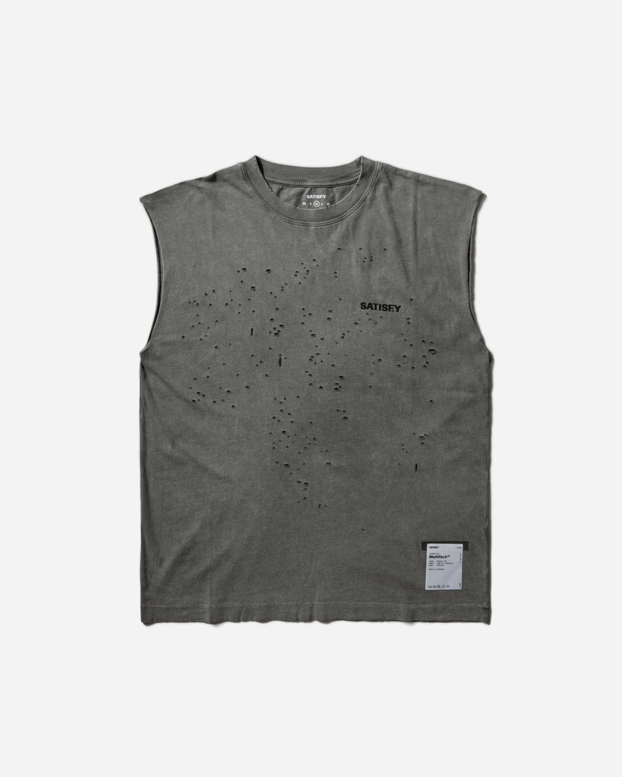 Satisfy Mothtech Muscle Tee Faded Black T-Shirts Shortsleeve 11005 01A05