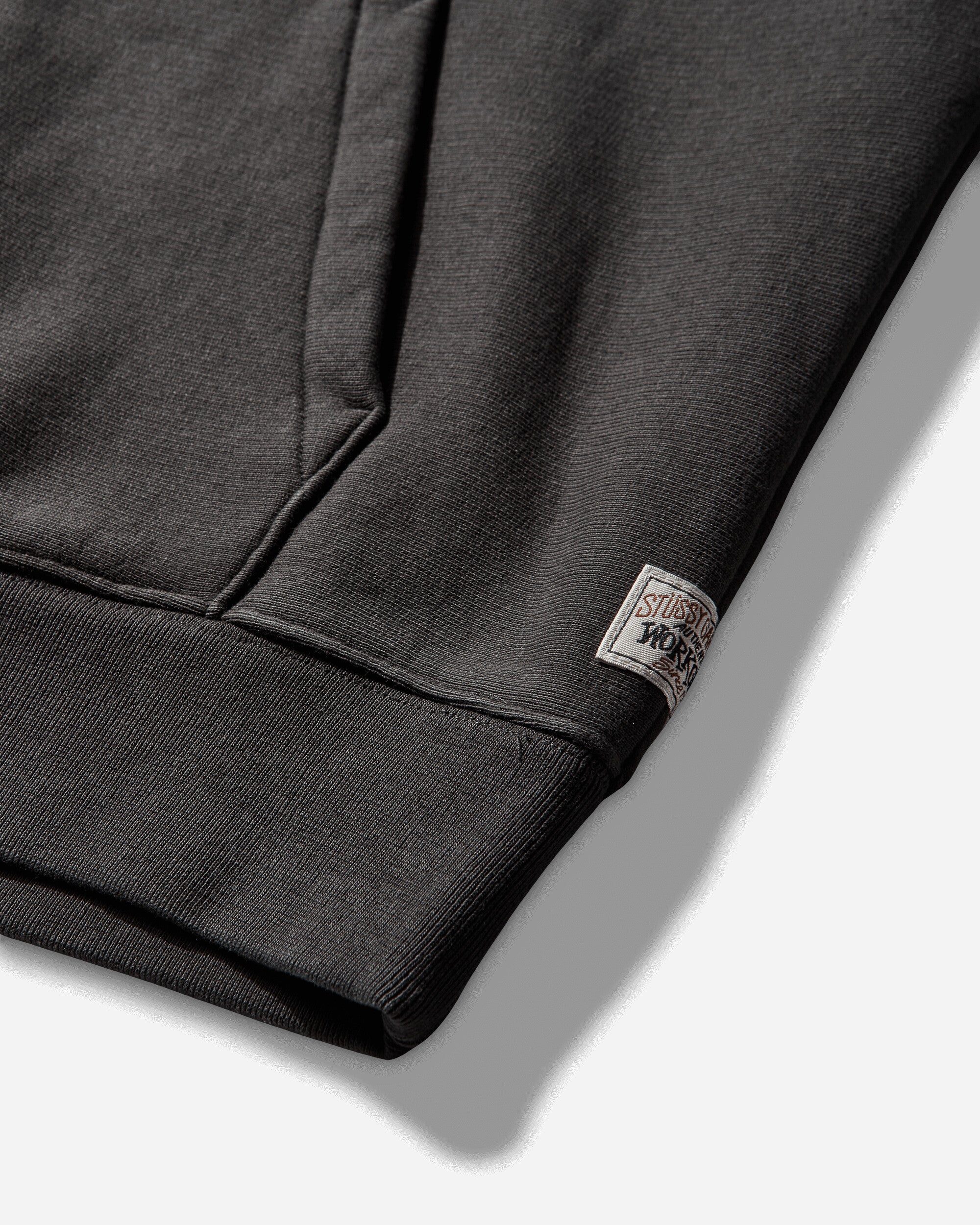 Stüssy Fleece Raglan Hood Washed Black Sweatshirts Hoodies 118572SJ 0034