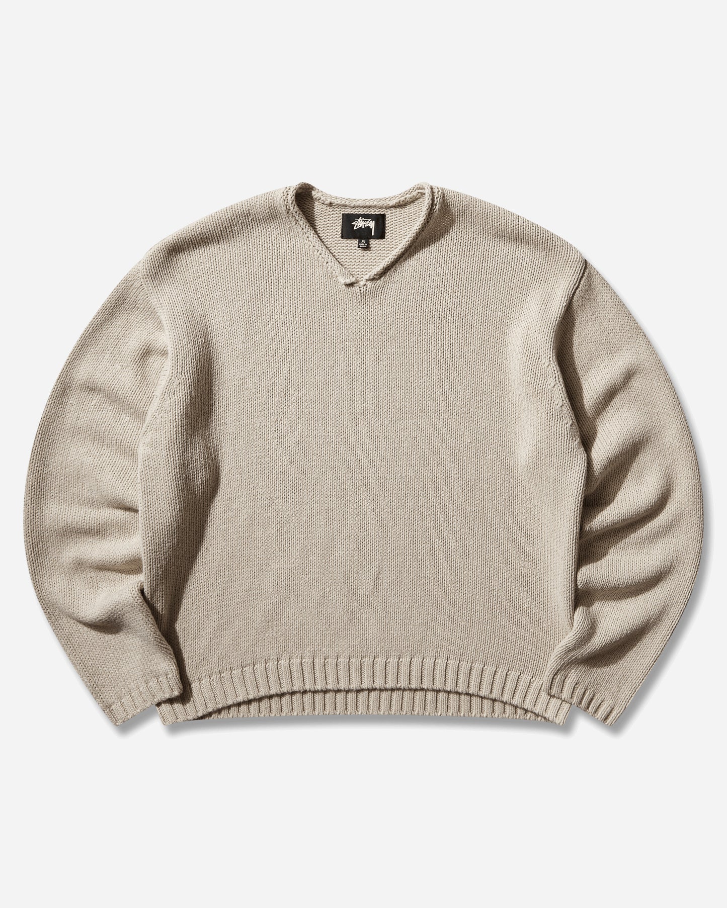 Stüssy Roll V Neck Sweater Oatmeal Knitwears Sweaters 117289SJ 1033
