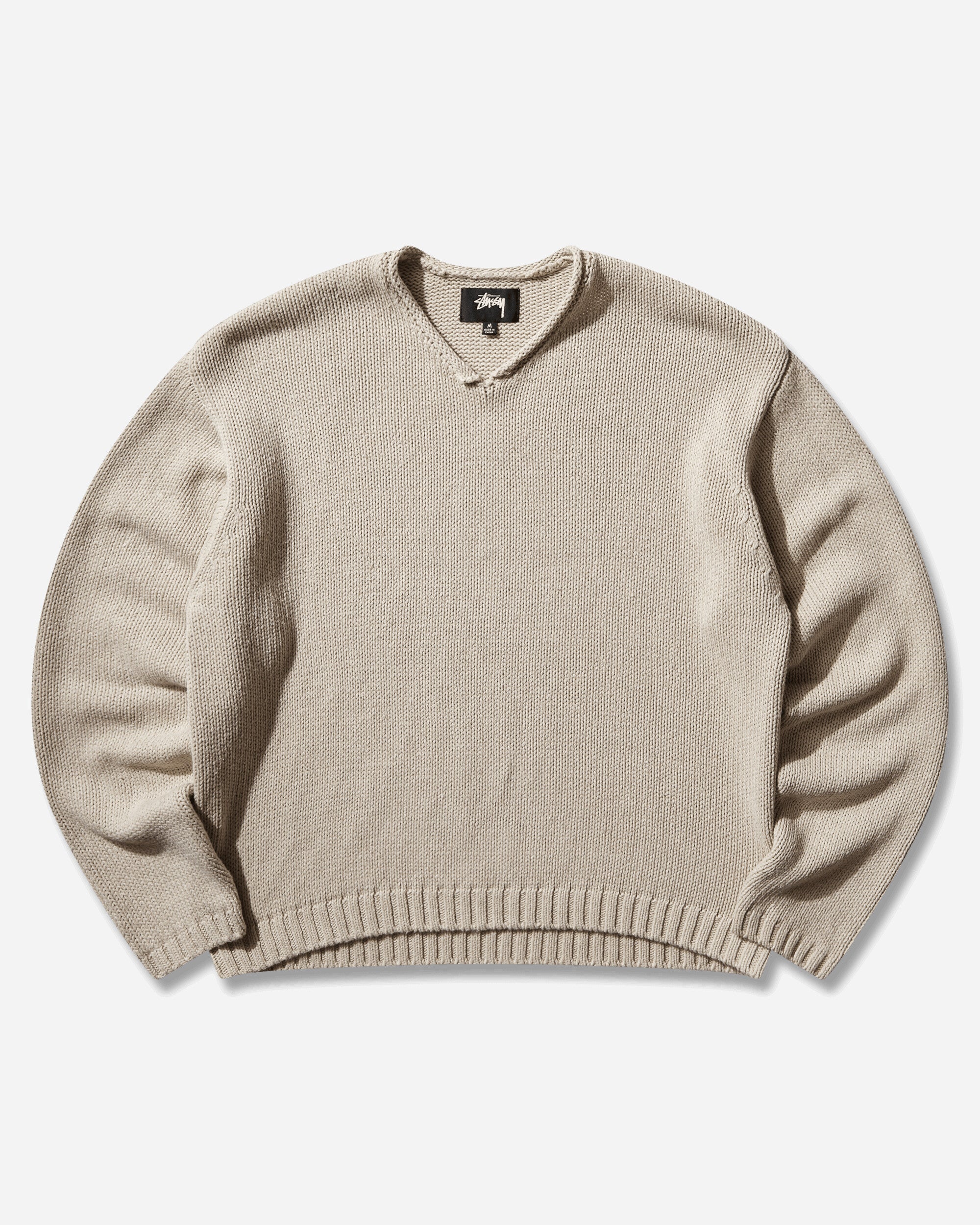 Stüssy Roll V Neck Sweater Oatmeal Knitwears Sweaters 117289SJ 1033