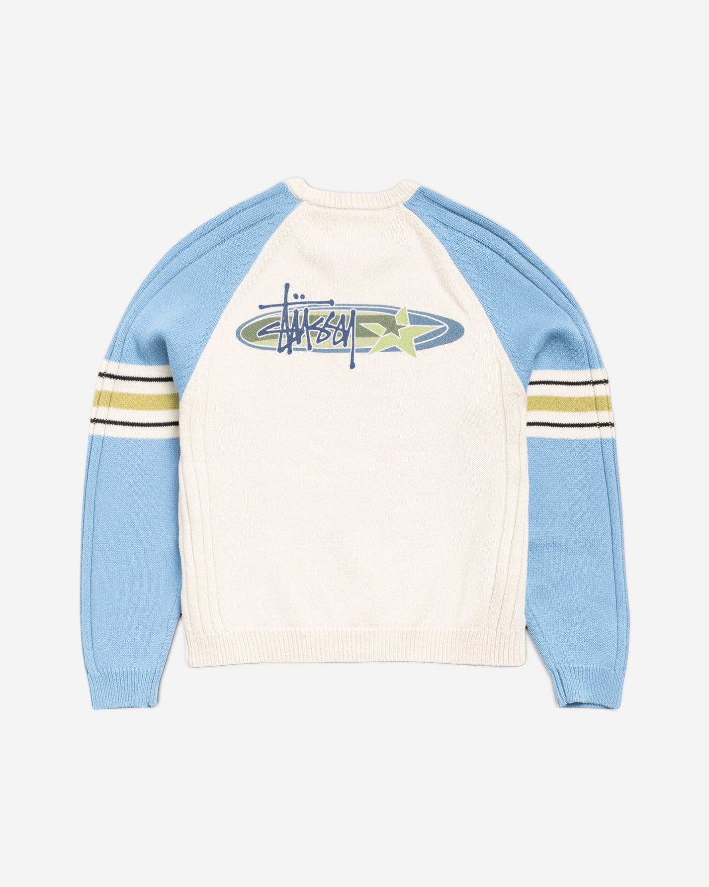 Stüssy Stripe Raglan Crew Blue Knitwears Sweaters 117290SJ 0801