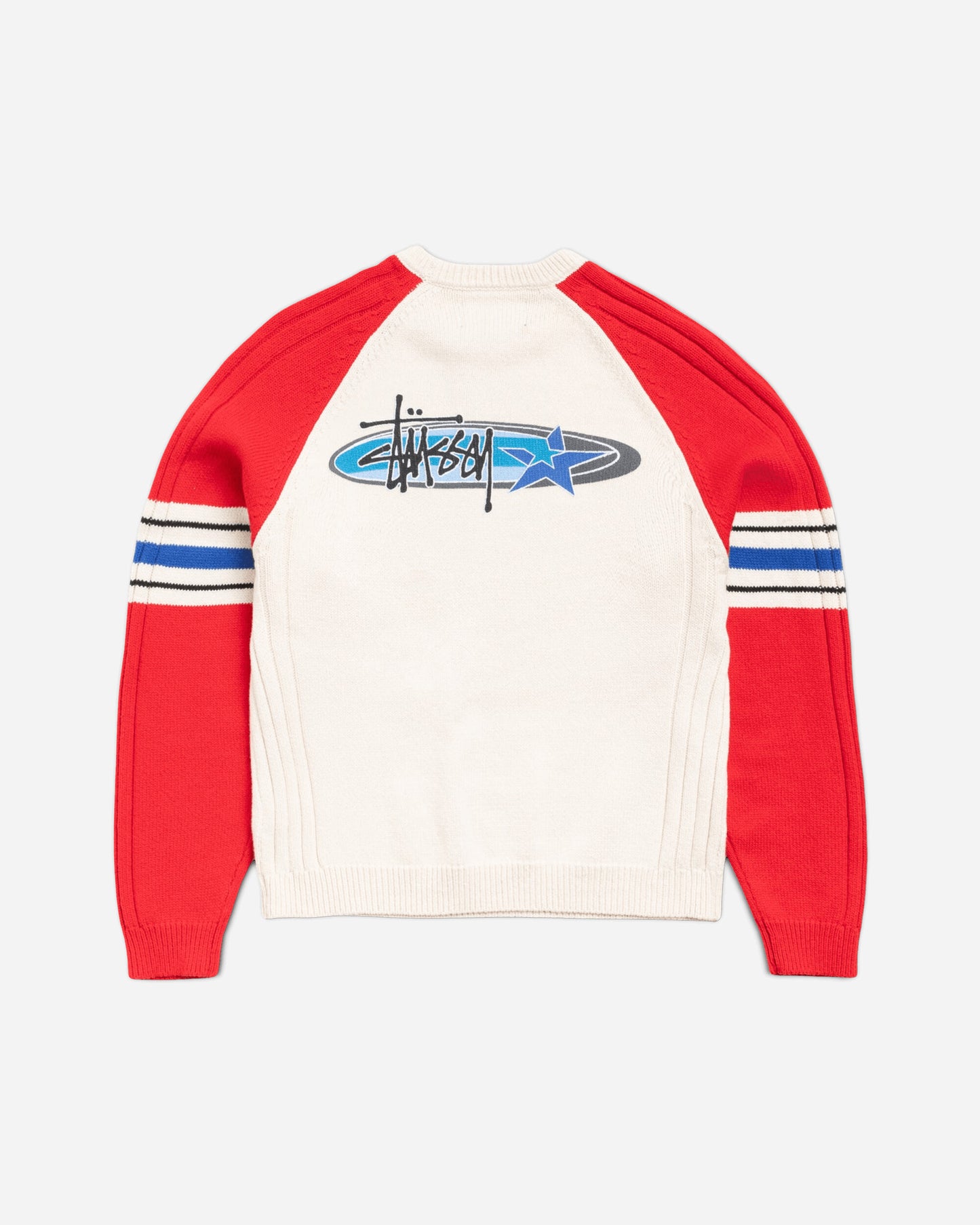 Stüssy Stripe Raglan Crew Red Knitwears Sweaters 117290SJ 0601