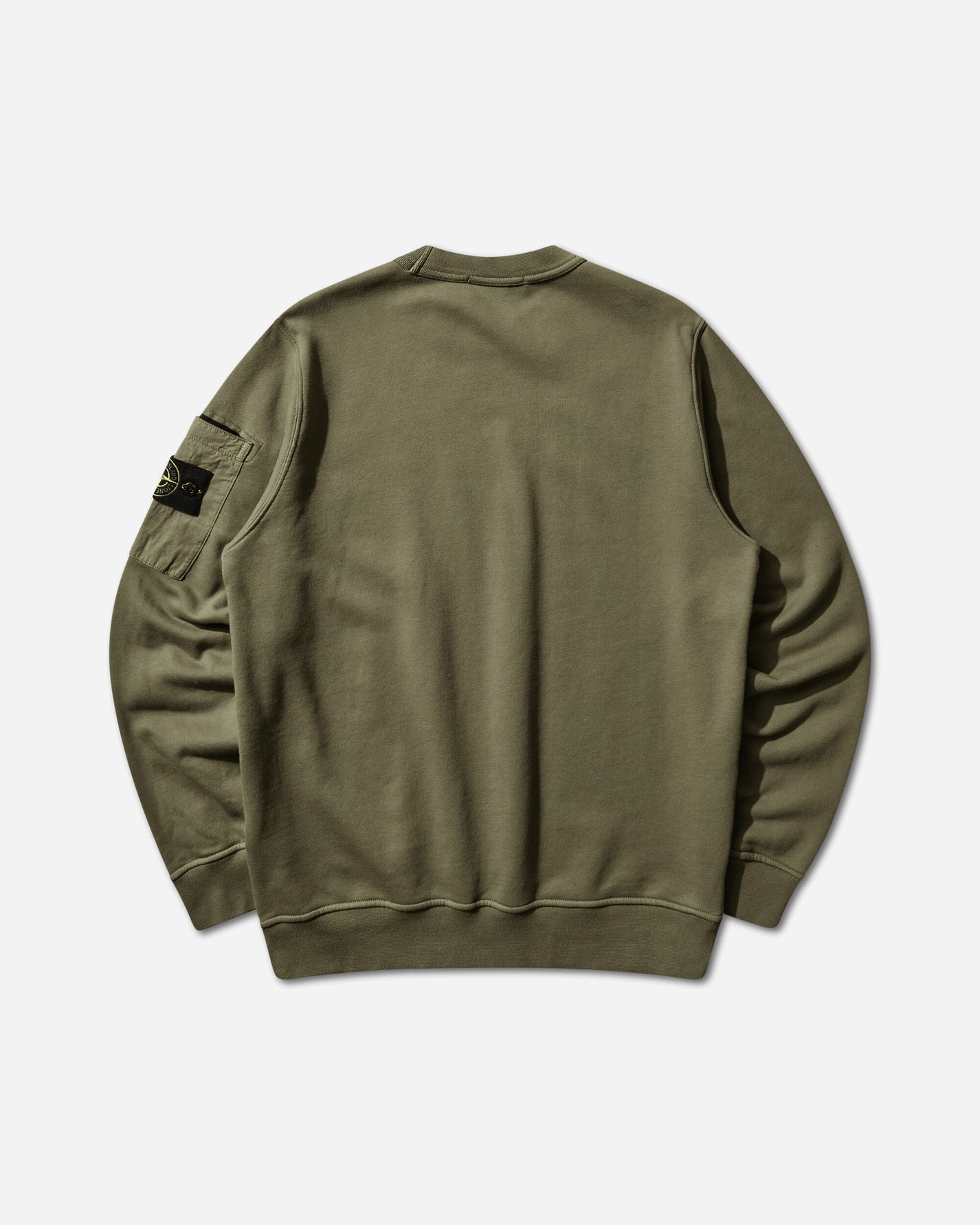 Stone Island Organic Cotton Fleece Crewneck Sweatshirt Military Green Sweatshirts Hoodies L1S156100019S0410 V005G